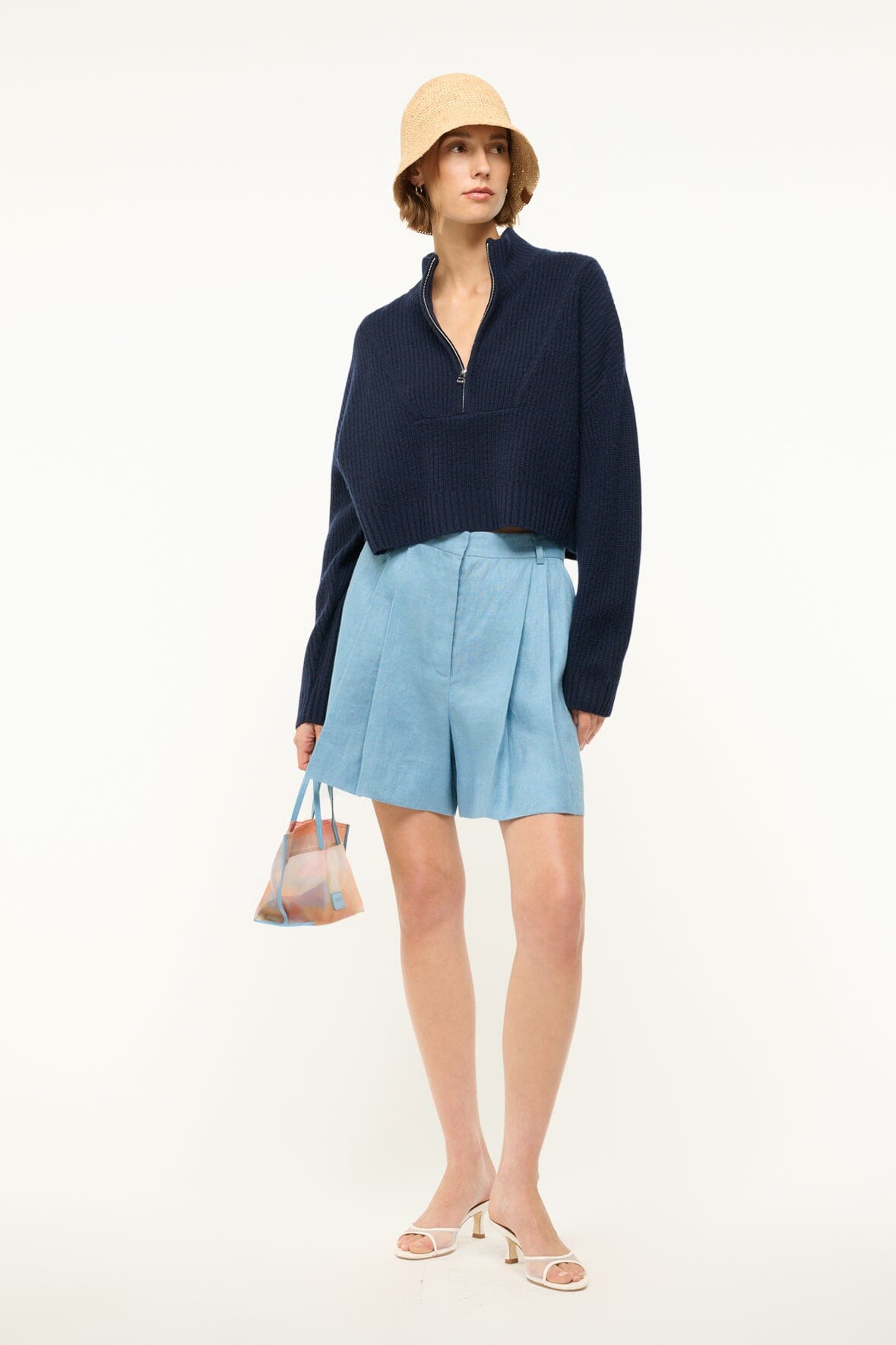 Cruz Linen Pleated Shorts for Men | Slate Blue | Breathable & Tailored