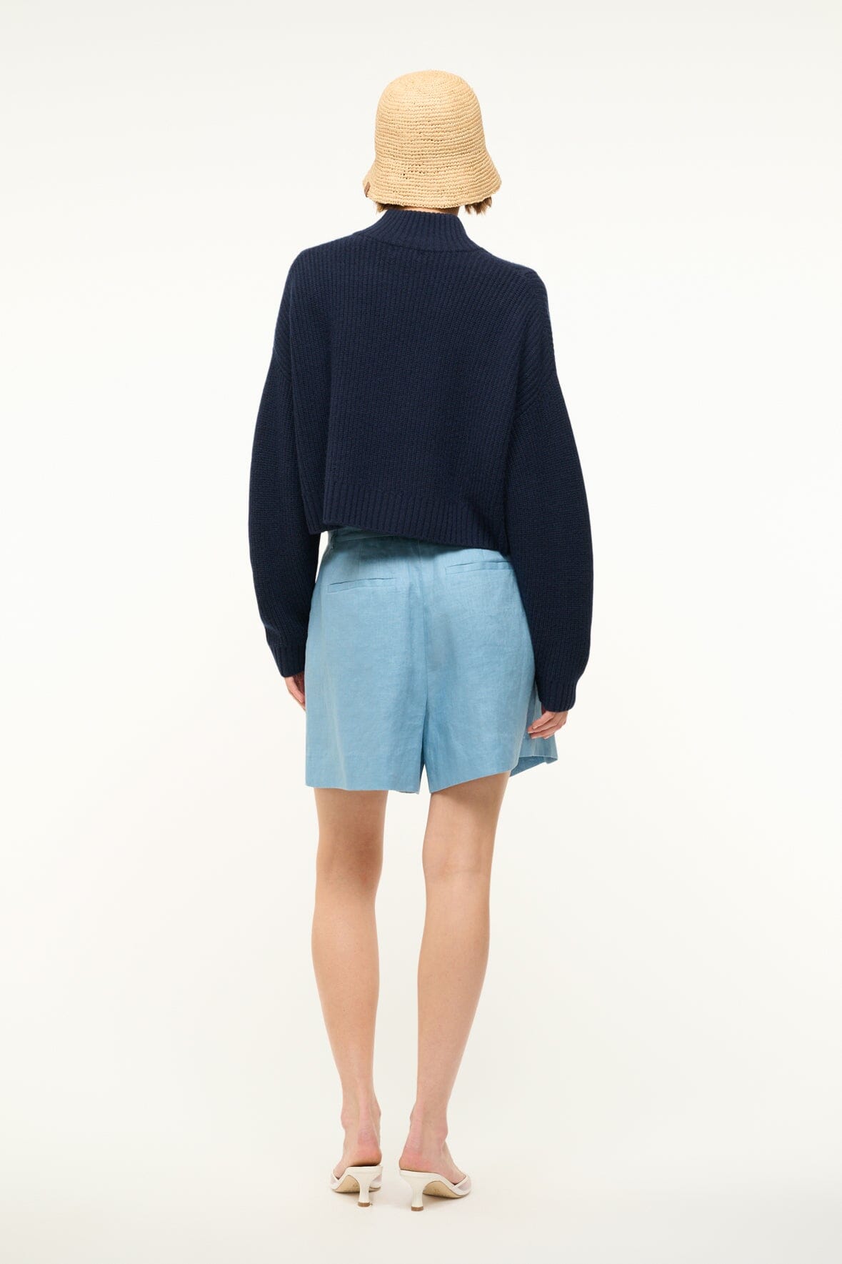 Cruz Linen Pleated Shorts for Men | Slate Blue | Breathable & Tailored