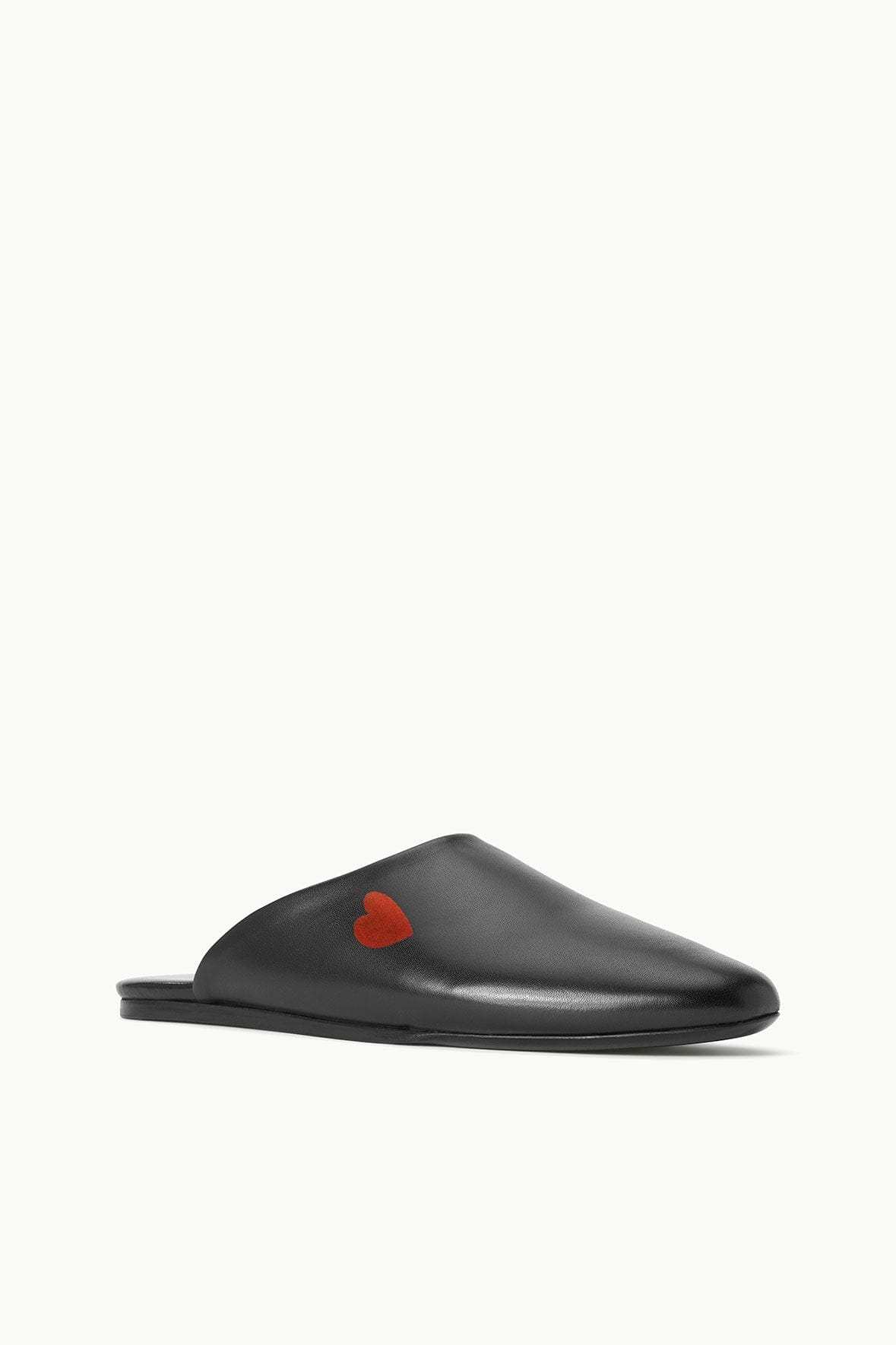 Custom Black Abby Leather Slippers with Pet Portrait