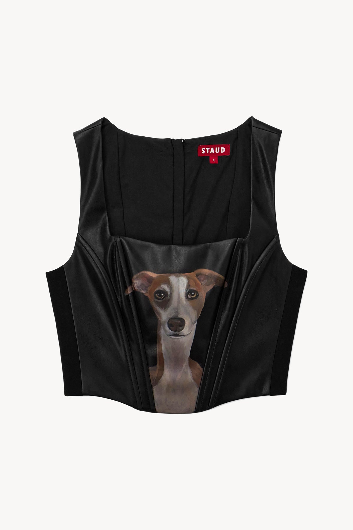 Custom Black Alice Corset with Pet Portrait - Vegan Leather