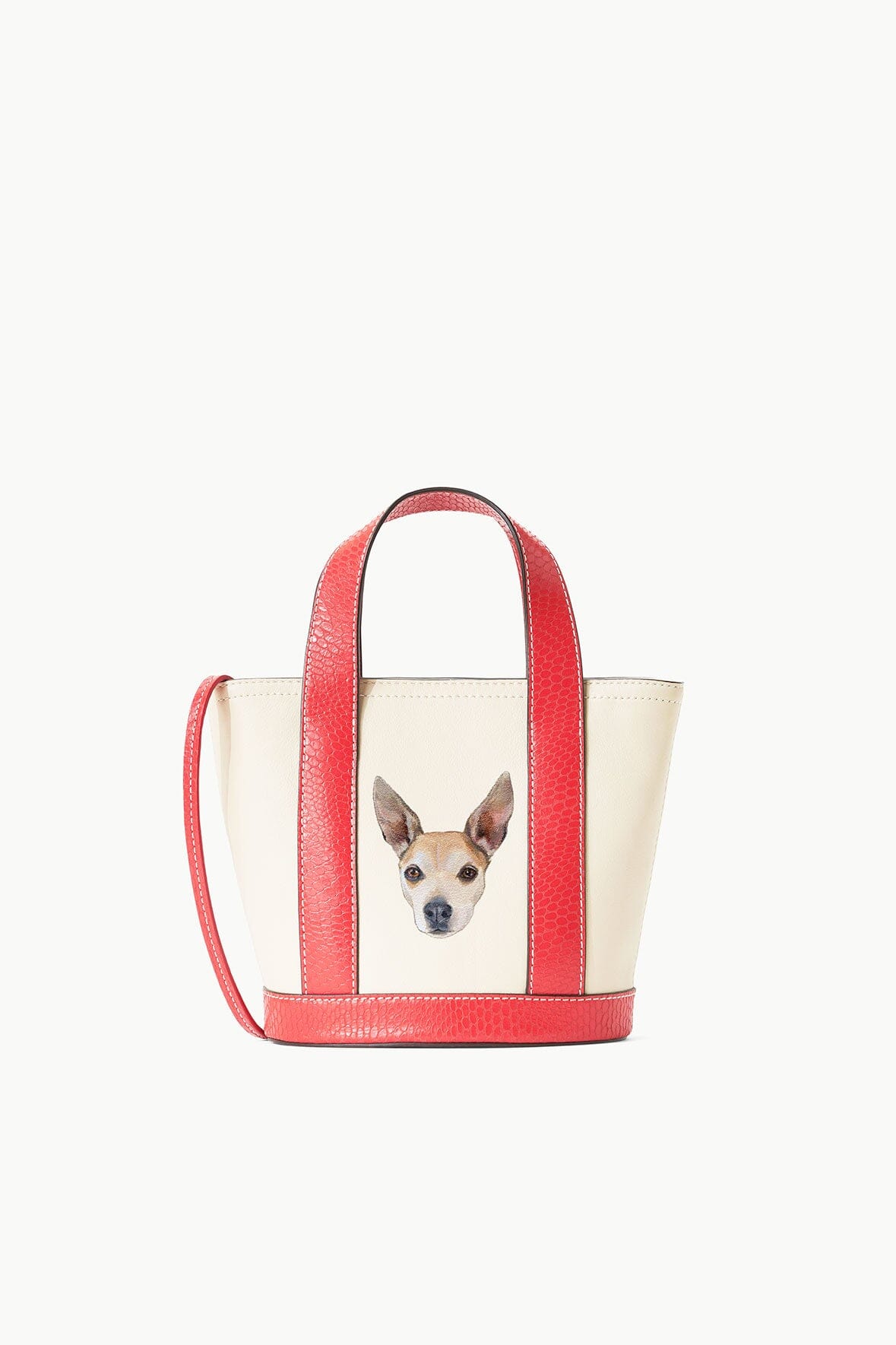 Custom Allora Mini Leather Tote Bag with Detachable Strap - Cream & Red Rose