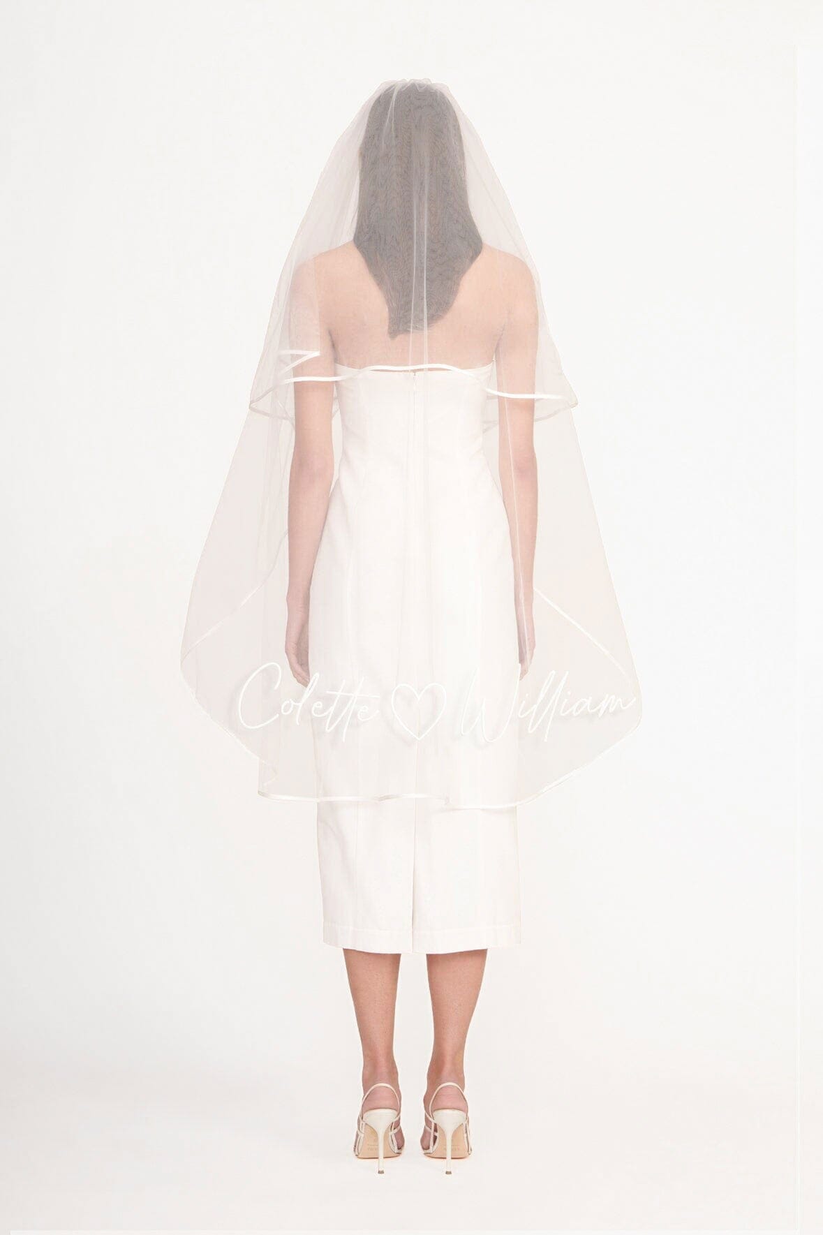 Custom Embroidered Wedding Veil with Blusher & Satin Trim
