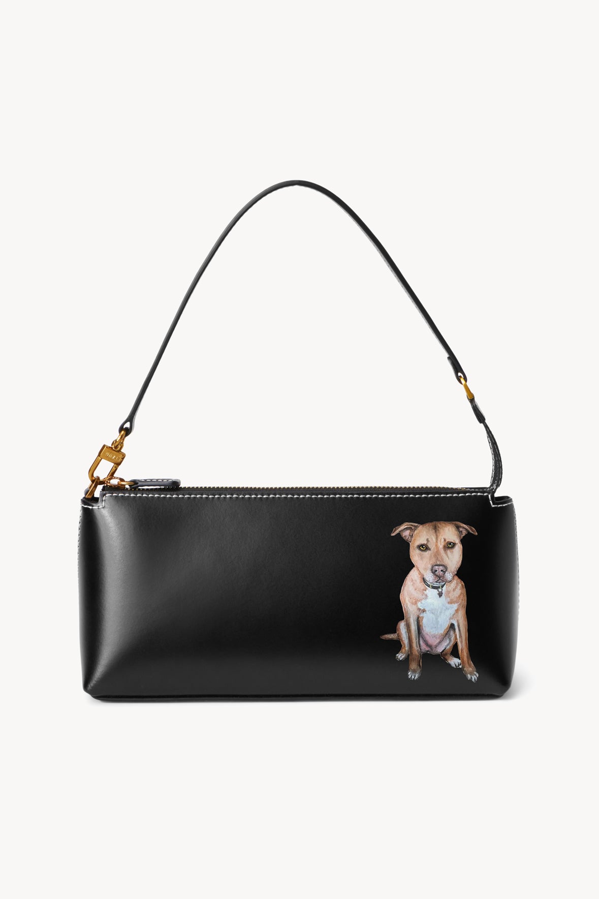 Custom Kaia Leather Bag with Zipper Closure - Black & Gold