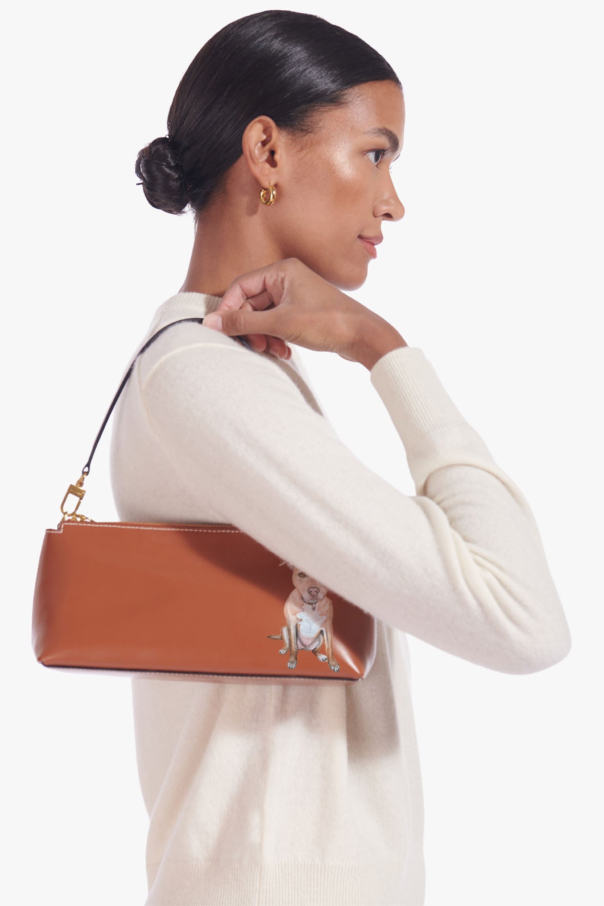 Custom Kaia Leather Crossbody Bag in Tan with Gold Hardware