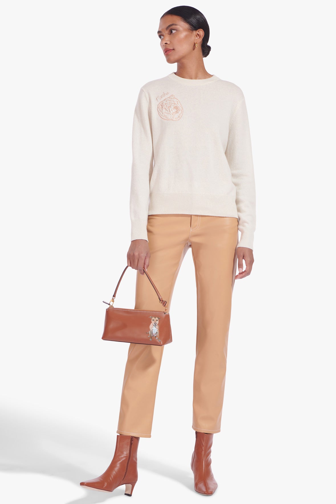 Custom Kaia Leather Crossbody Bag in Tan with Gold Hardware