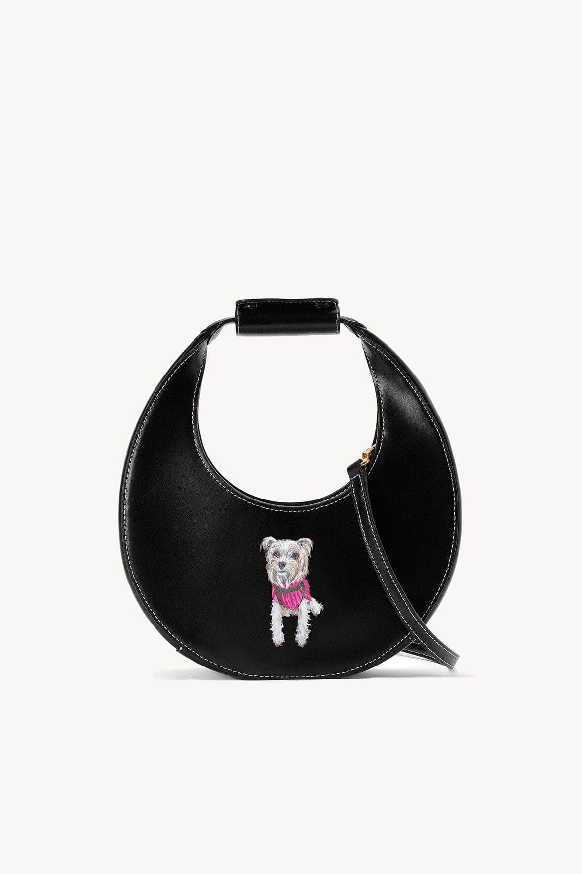 Black Mini Moon Bag with Zipper & Suede Lining | Customizable
