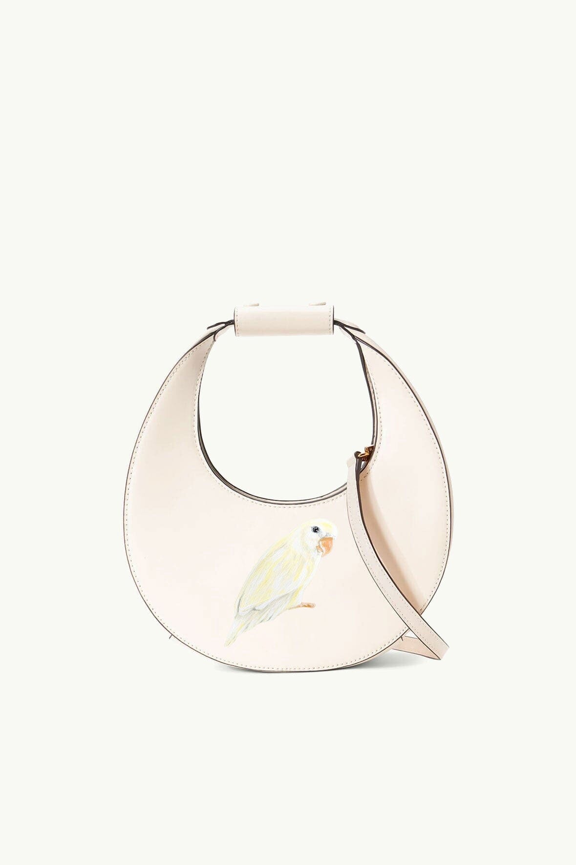 Cream Mini Moon Bag with Gold Hardware & Suede Lining