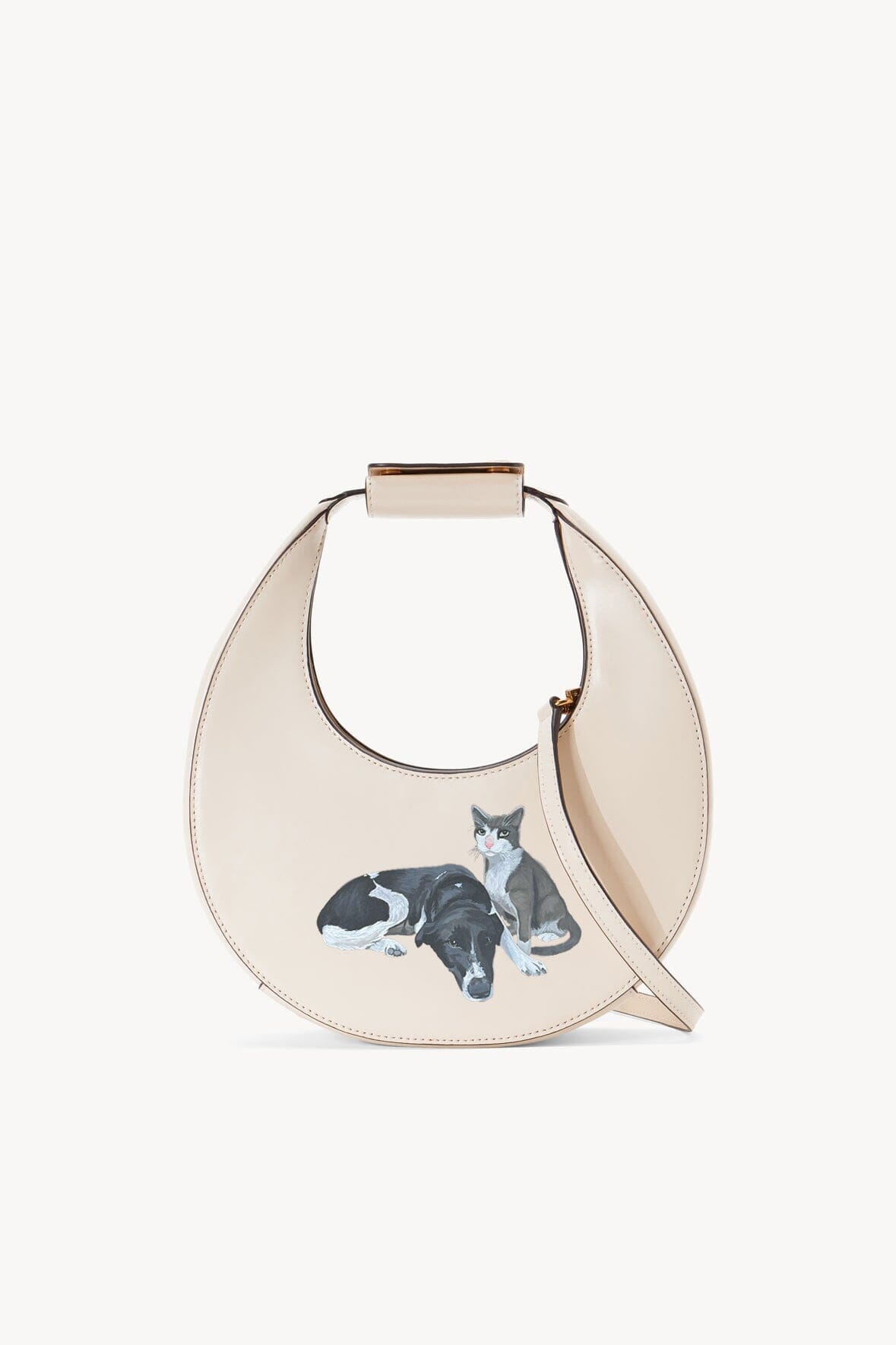 Cream Mini Moon Bag with Gold Hardware & Suede Lining