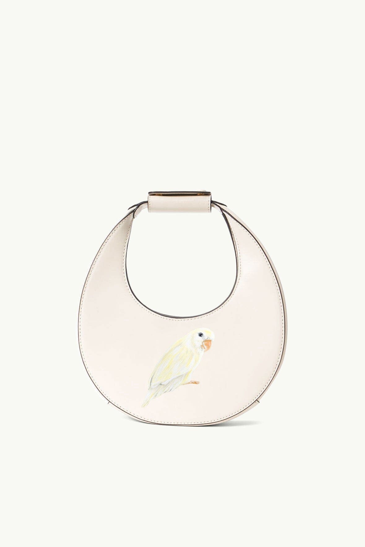 Cream Mini Moon Bag with Gold Hardware & Suede Lining