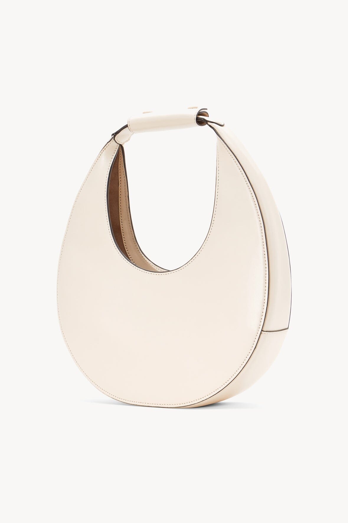 STAUD Cream Moon Bag with Removable Accent & Magnetic Clasp