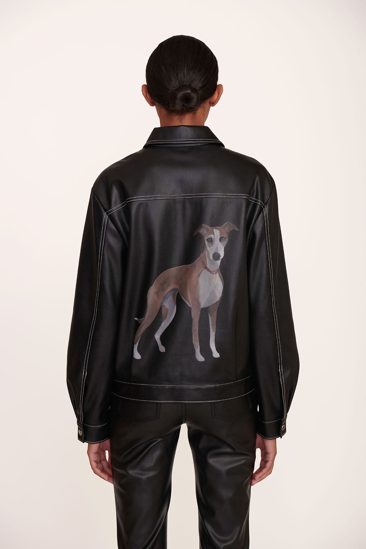 Custom Pet Portrait Vegan Leather Jacket - Black Ryan Style
