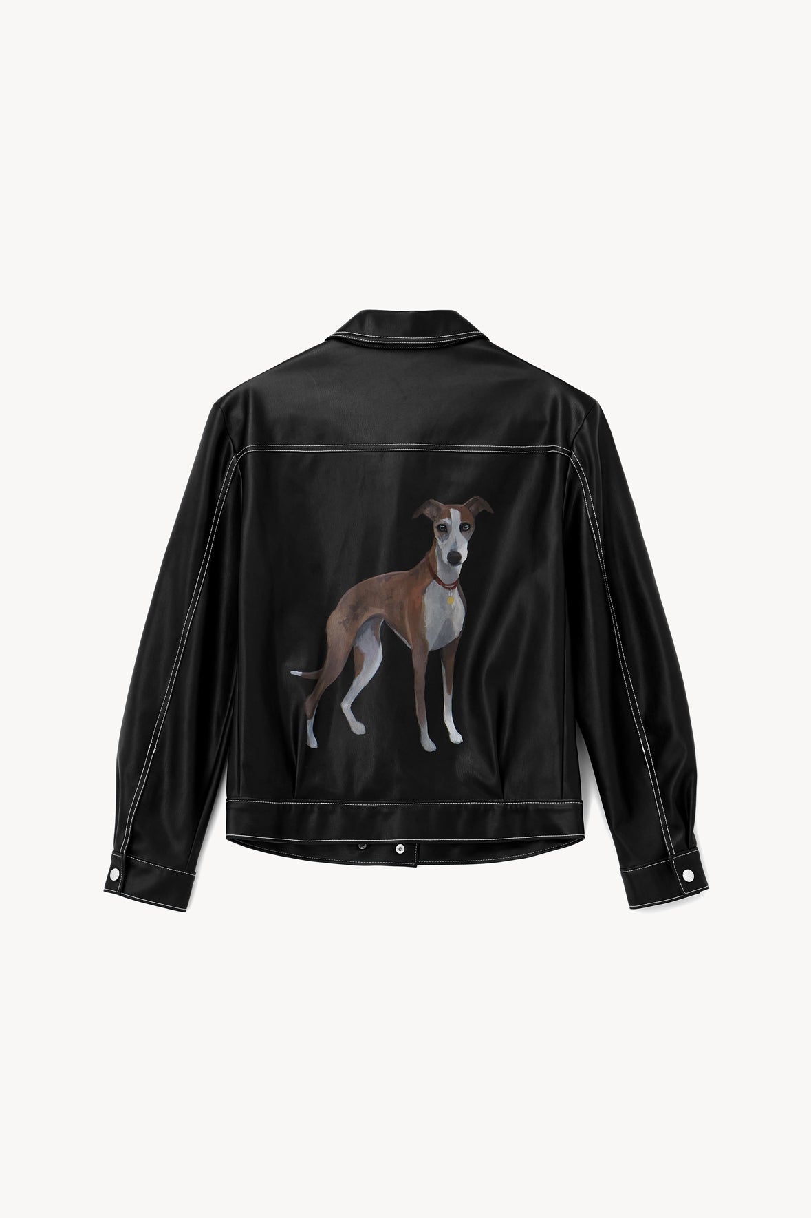 Custom Pet Portrait Vegan Leather Jacket - Black Ryan Style