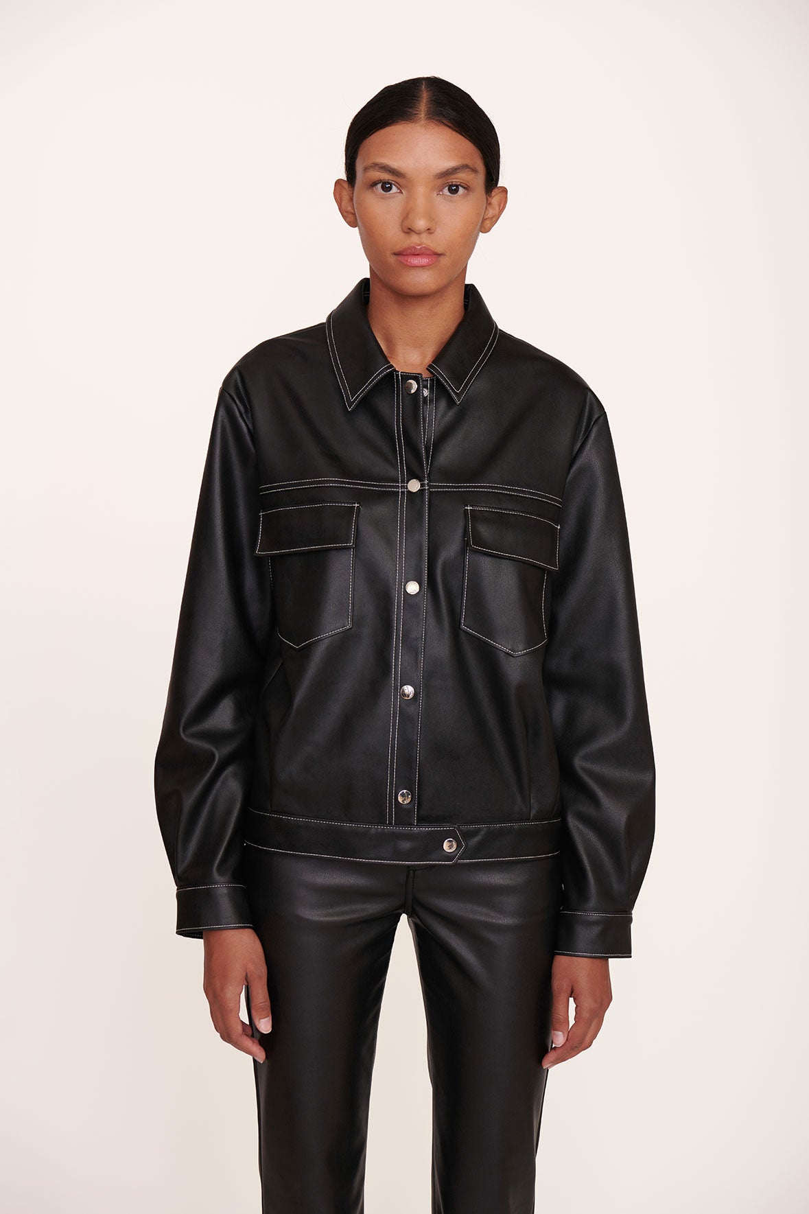 Custom Pet Portrait Vegan Leather Jacket - Black Ryan Style