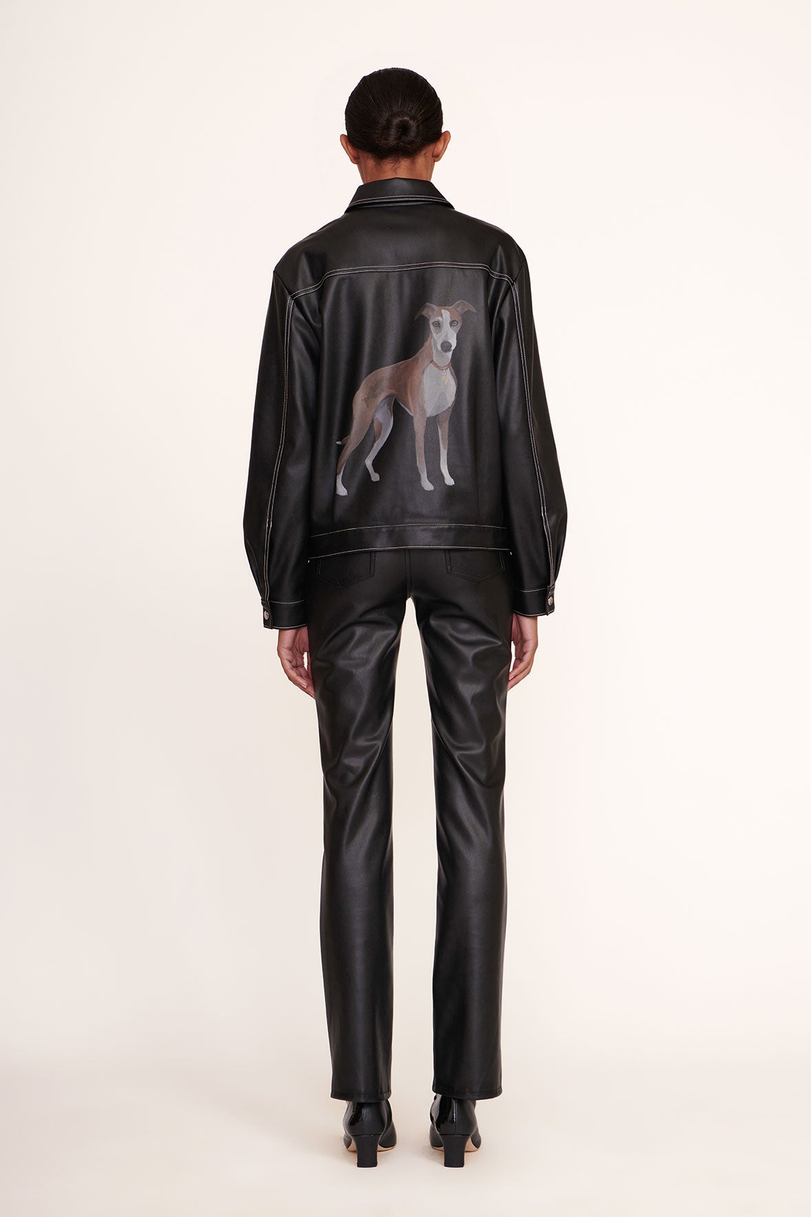 Custom Pet Portrait Vegan Leather Jacket - Black Ryan Style