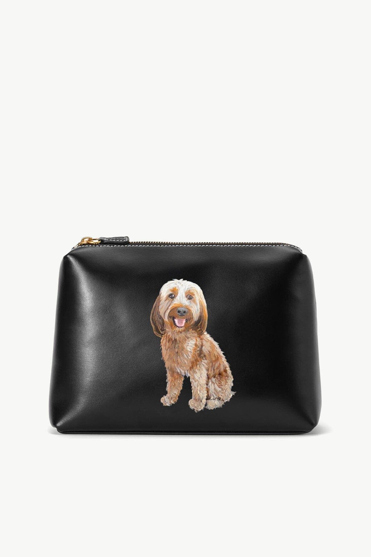 Custom Pet Portrait Shirley Pouch - Black with Gold Hardware