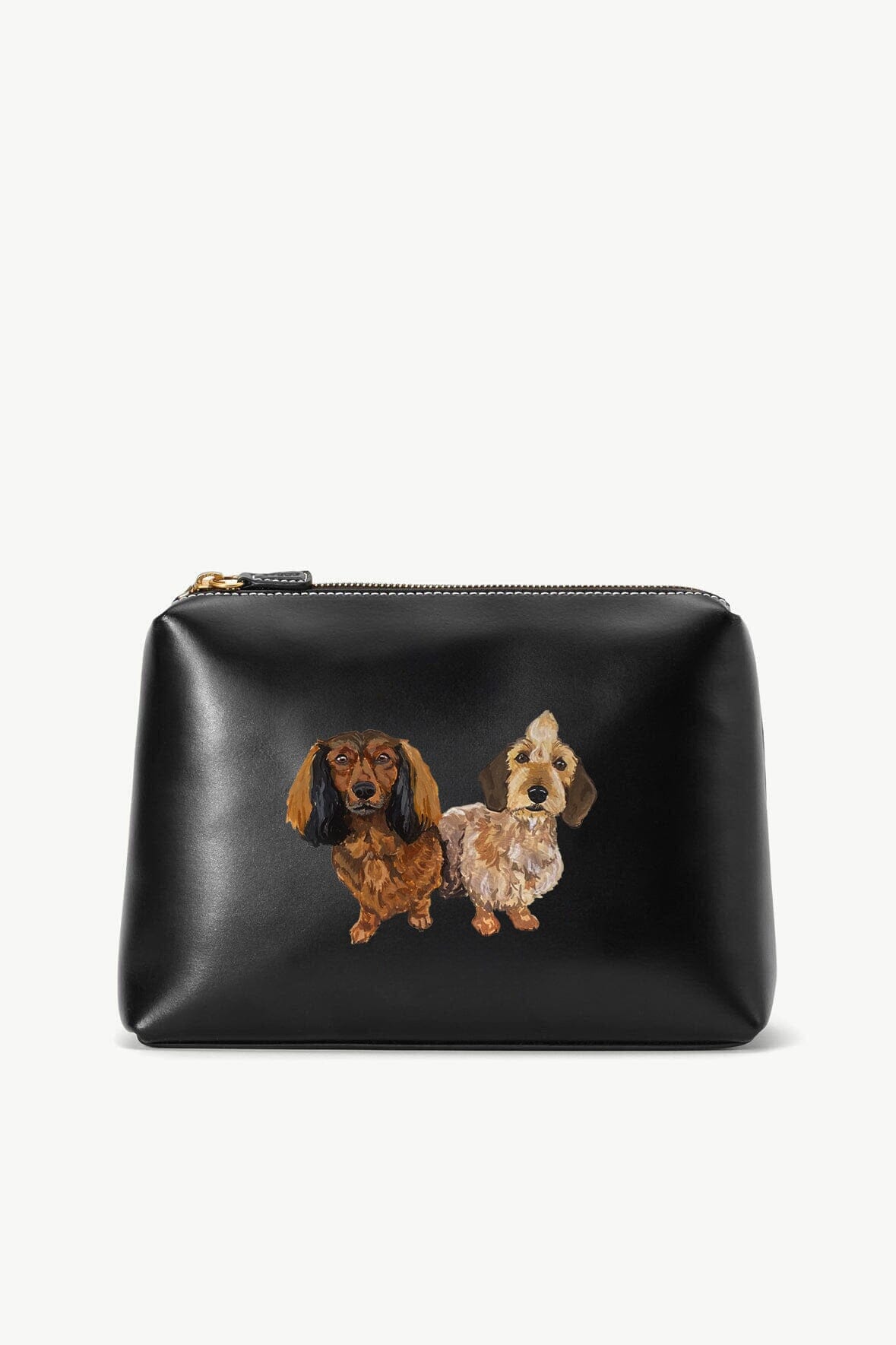 Custom Pet Portrait Shirley Pouch - Black with Gold Hardware