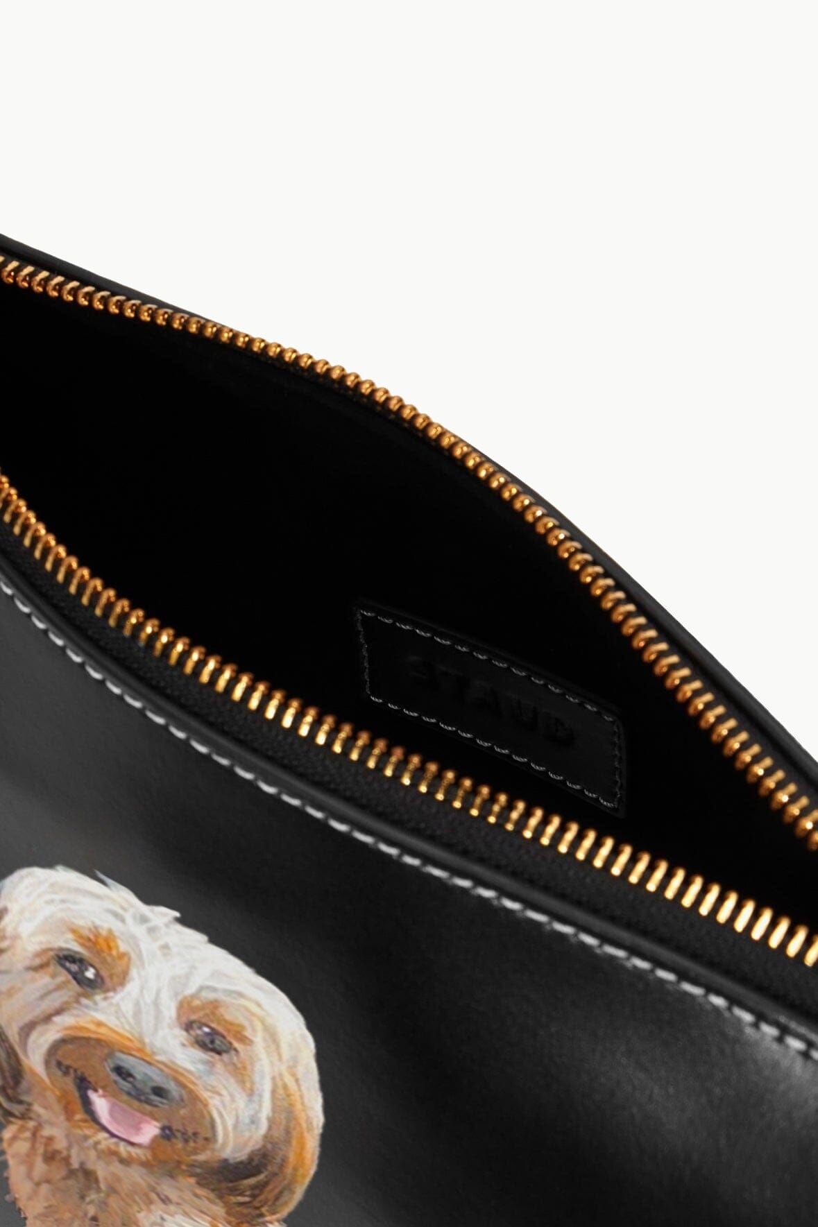 Custom Pet Portrait Shirley Pouch - Black with Gold Hardware