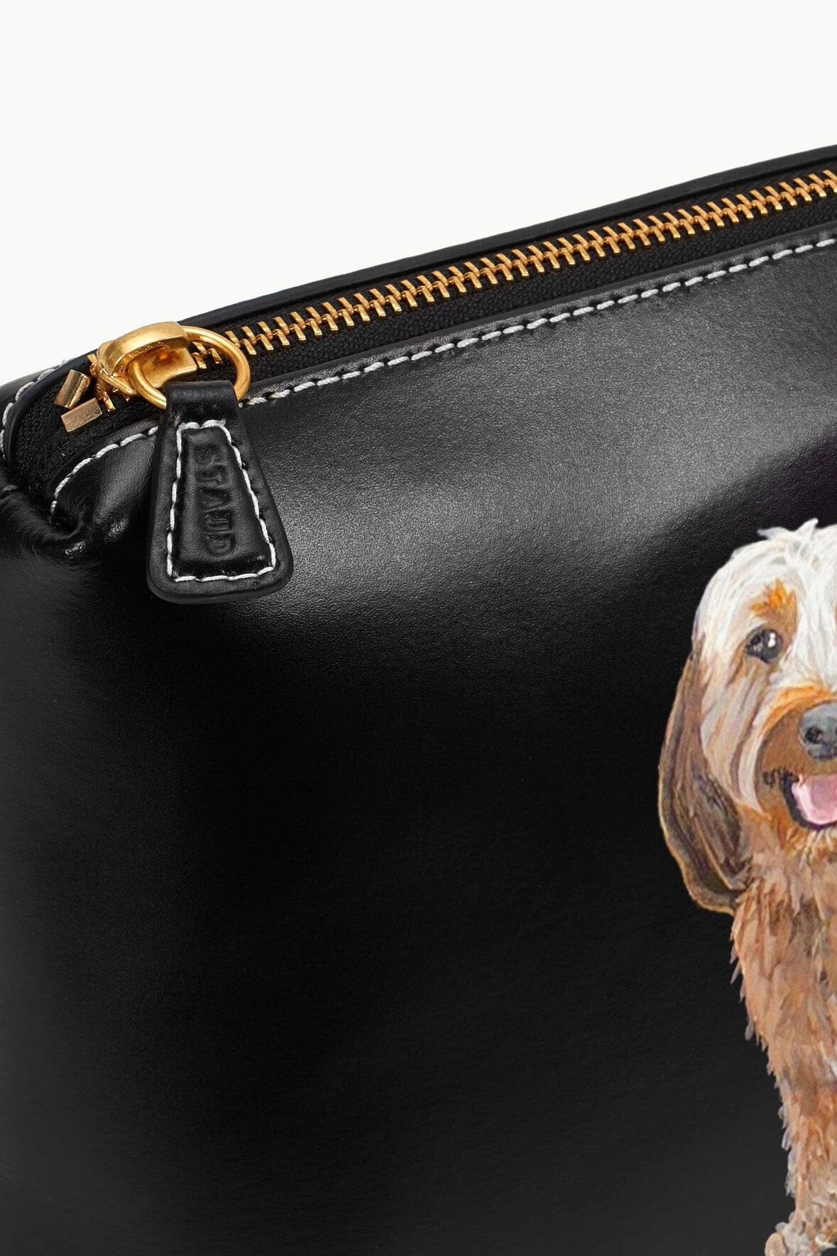 Custom Pet Portrait Shirley Pouch - Black with Gold Hardware