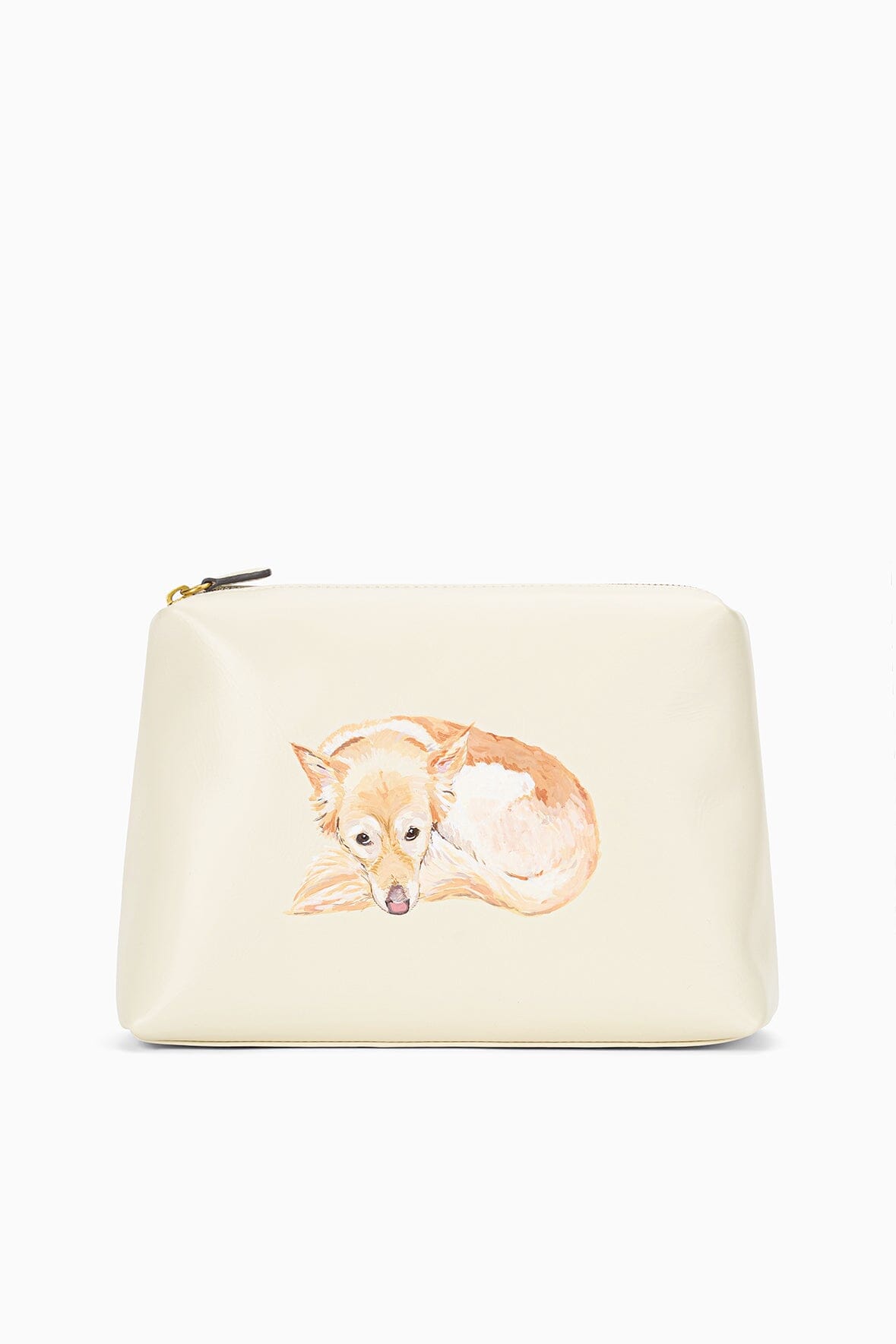 Custom Cream Shirley Pouch with Pet Portrait – Zipper Closure & Gold Hardware