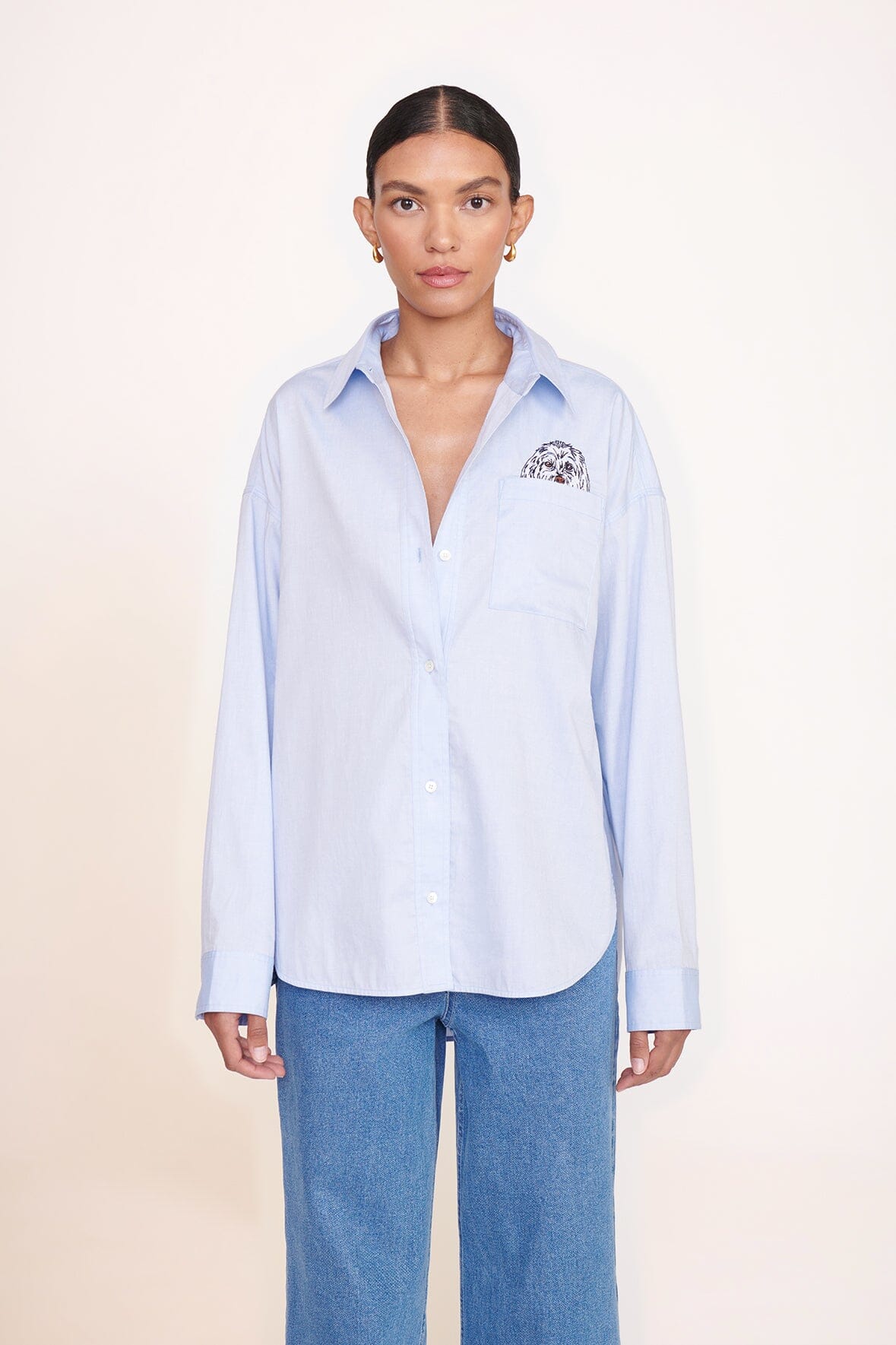 Custom STOUD Oxford Blue Oversized Shirt – Cotton Poplin