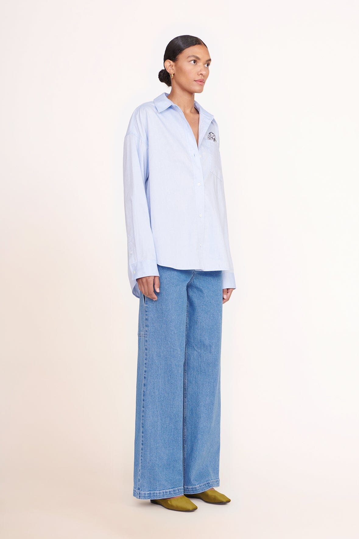 Custom STOUD Oxford Blue Oversized Shirt – Cotton Poplin