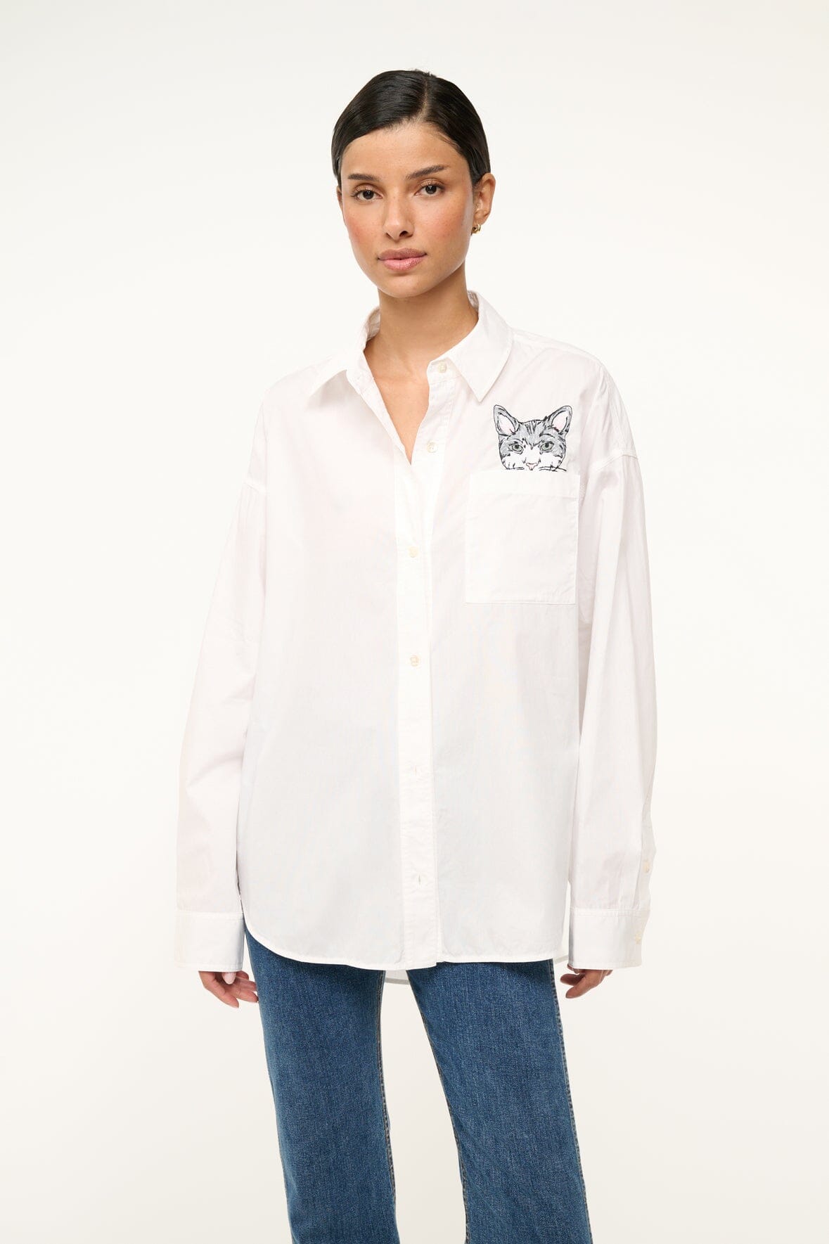 Custom STOUD Oversized Cotton Poplin Shirt - White