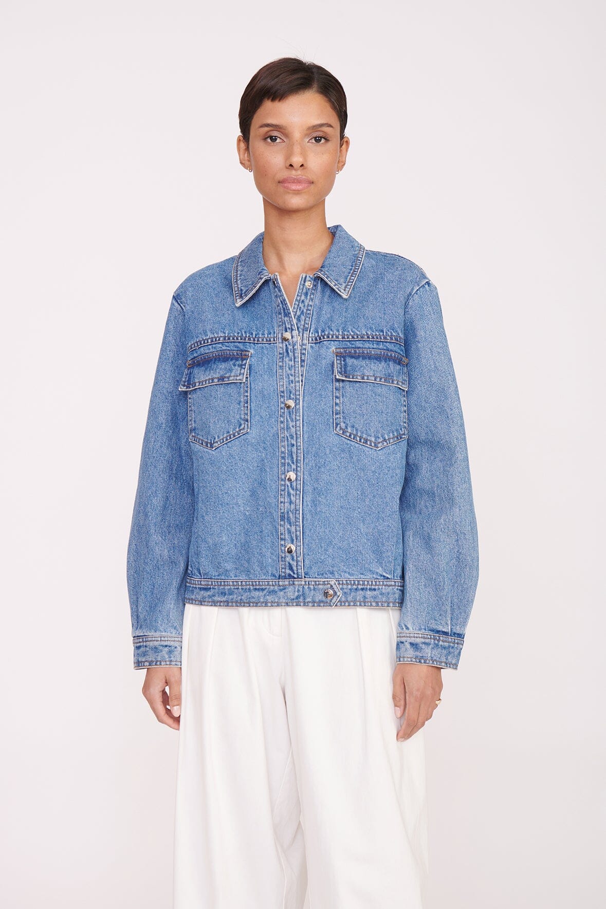 Custom Staud x C.Bonz Oversized Denim Jacket - Medium Wash