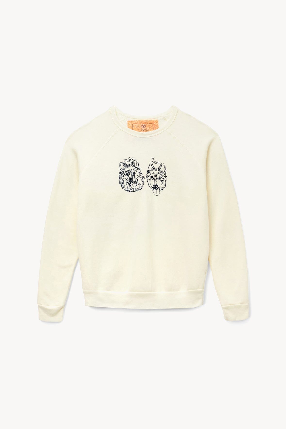 Custom Staud Embroidered Logo Sweatshirt - Cream Fleece Lining