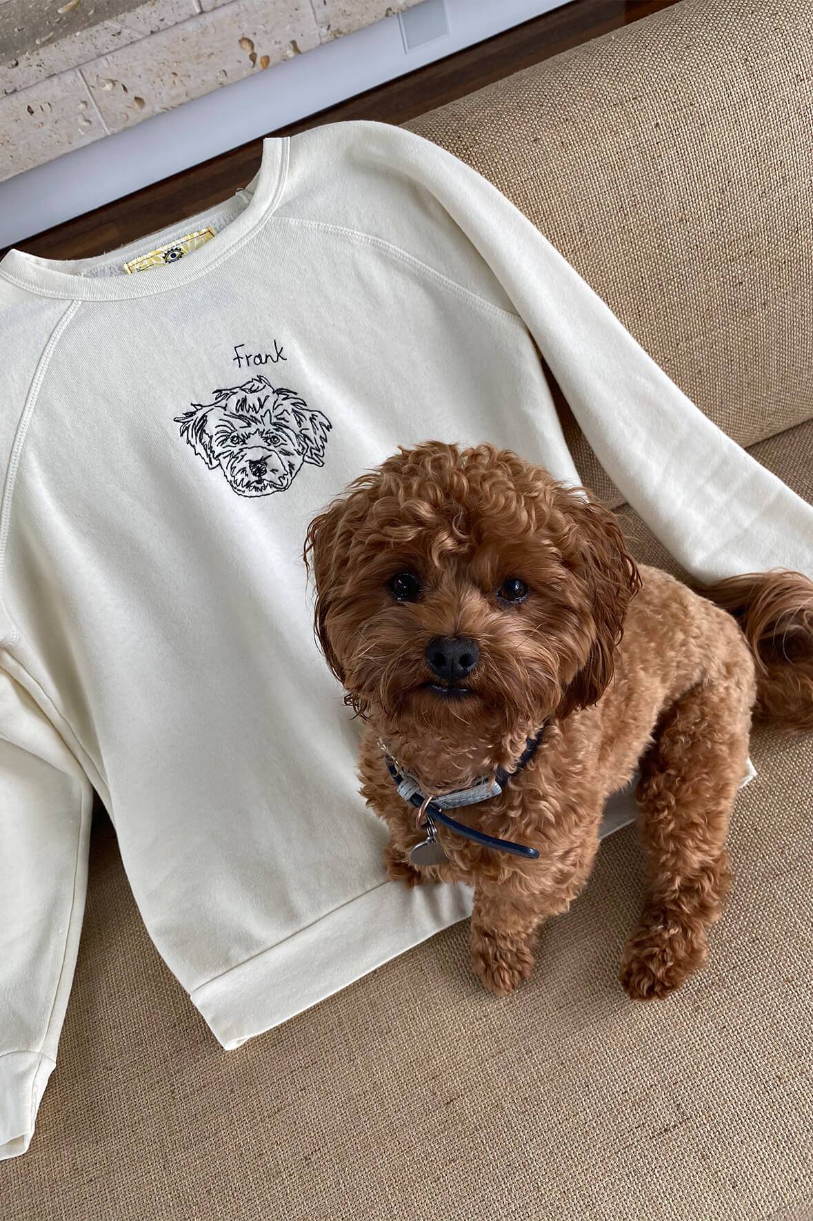 Custom Staud Embroidered Logo Sweatshirt - Cream Fleece Lining