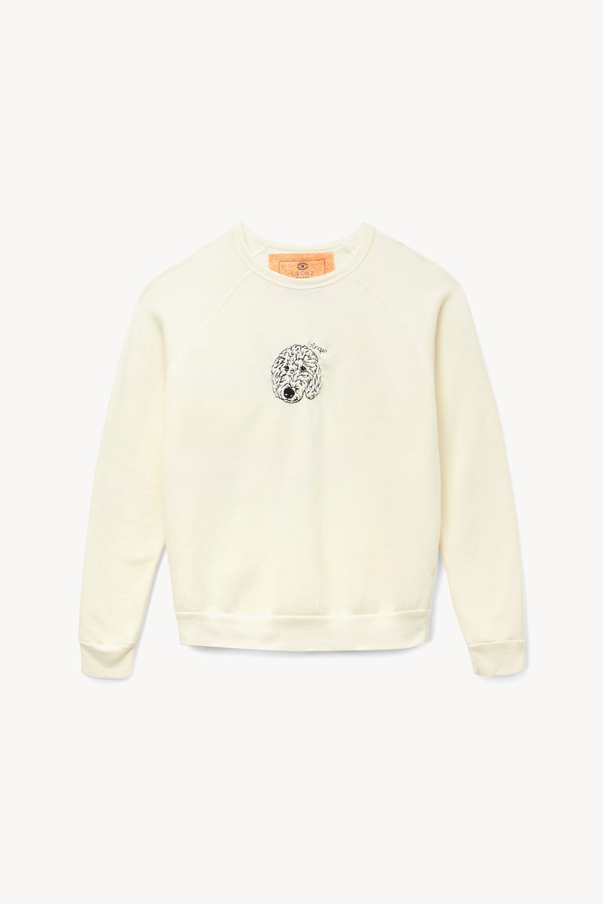 Custom Staud Embroidered Logo Sweatshirt - Cream Fleece Lining