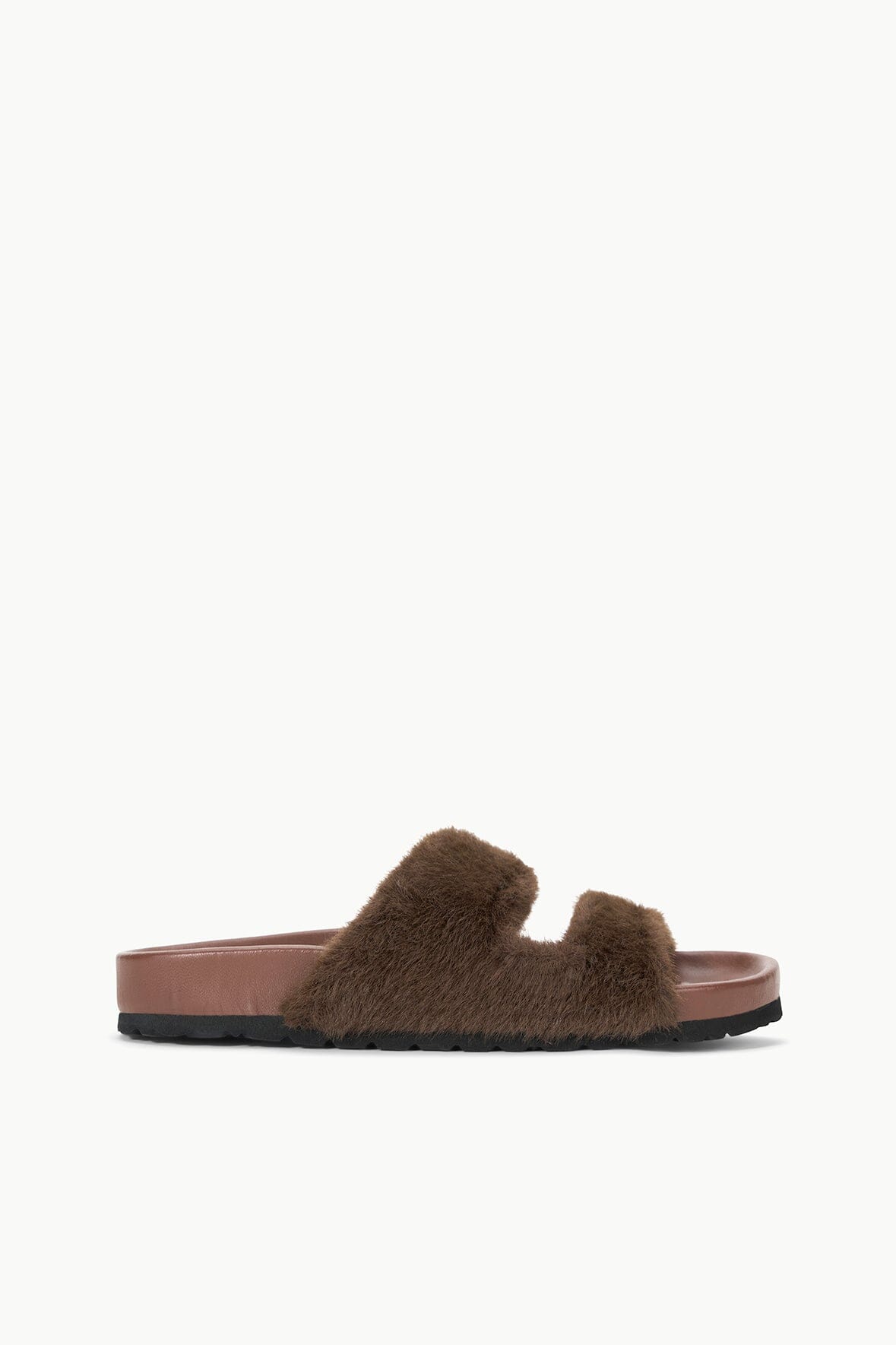 Cyprus Mahogany Faux Fur Slide Sandals with Comfort Footbed
