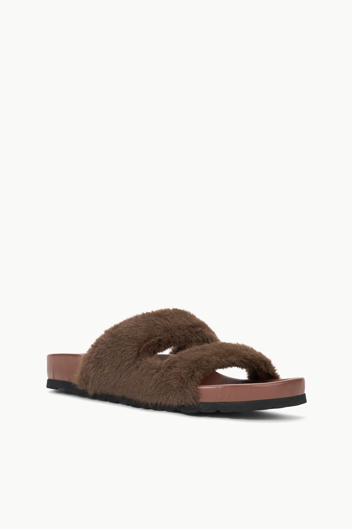 Cyprus Mahogany Faux Fur Slide Sandals with Comfort Footbed