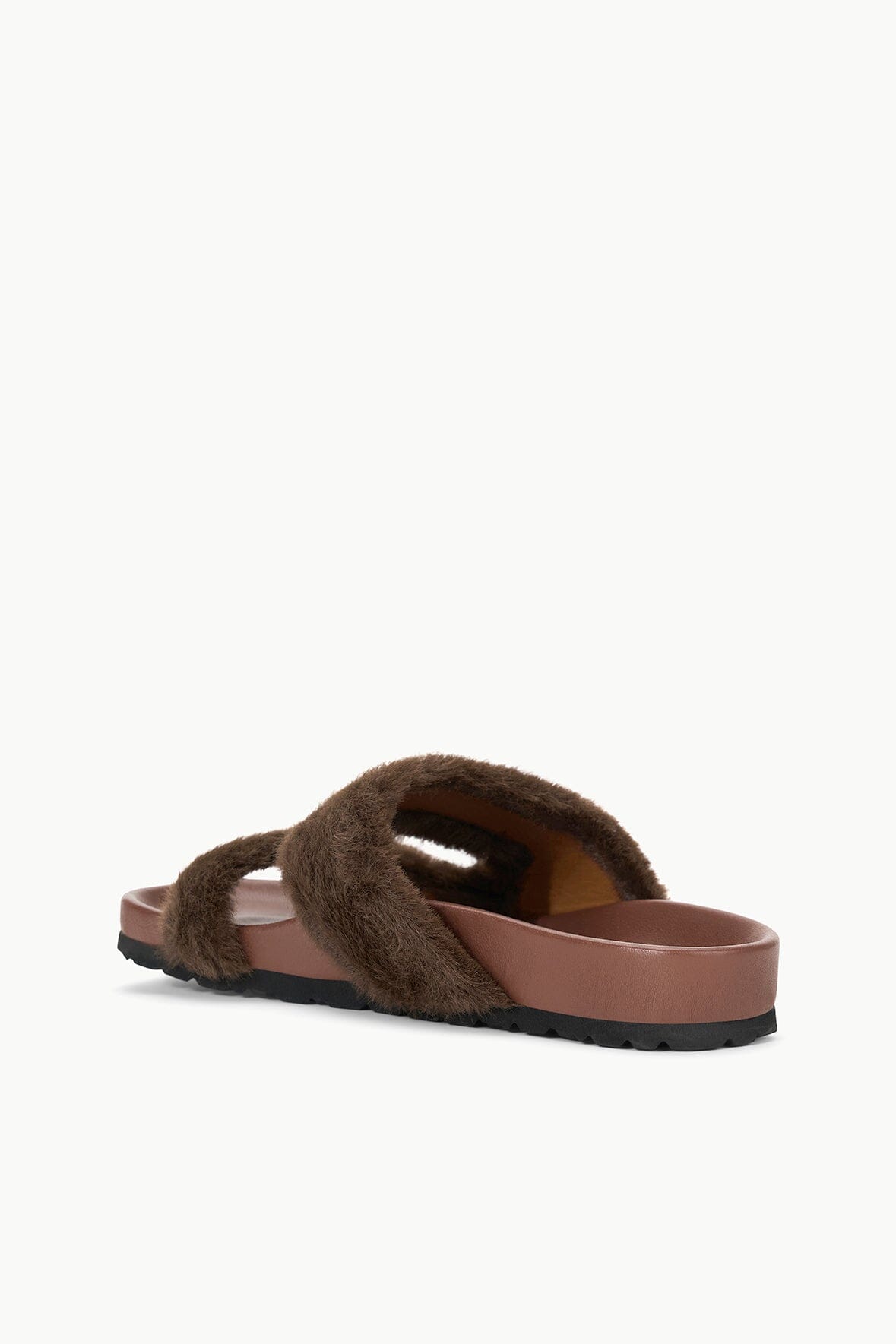 Cyprus Mahogany Faux Fur Slide Sandals with Comfort Footbed