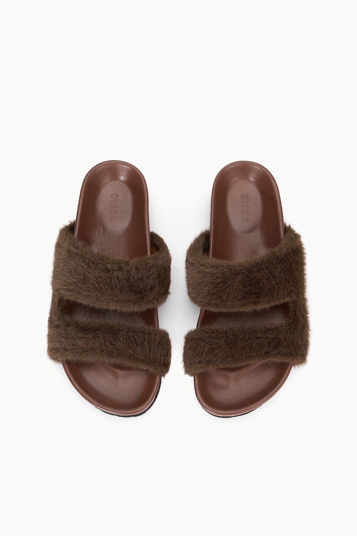 Cyprus Mahogany Faux Fur Slide Sandals with Comfort Footbed
