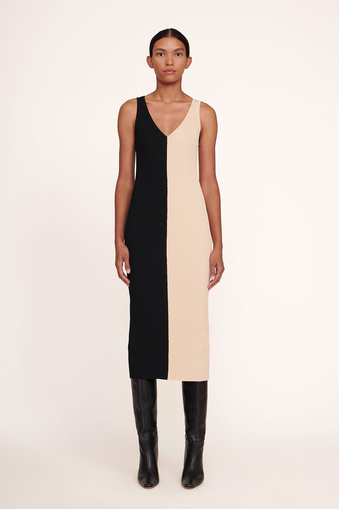 Buff Black Dana Sleeveless Ribbed Knit Dress