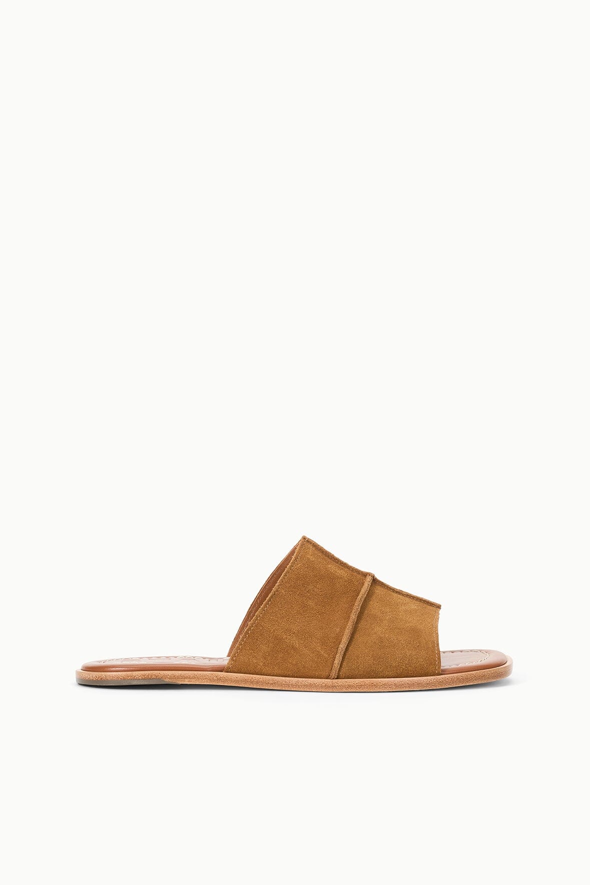 Daniella Tan Leather Slide Sandals with Cushioned Footbed