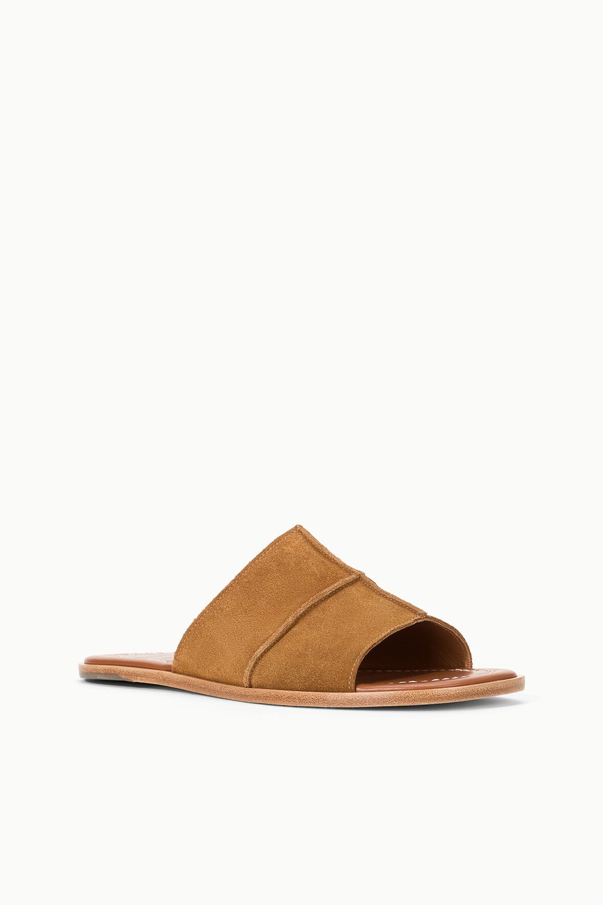 Daniella Tan Leather Slide Sandals with Cushioned Footbed