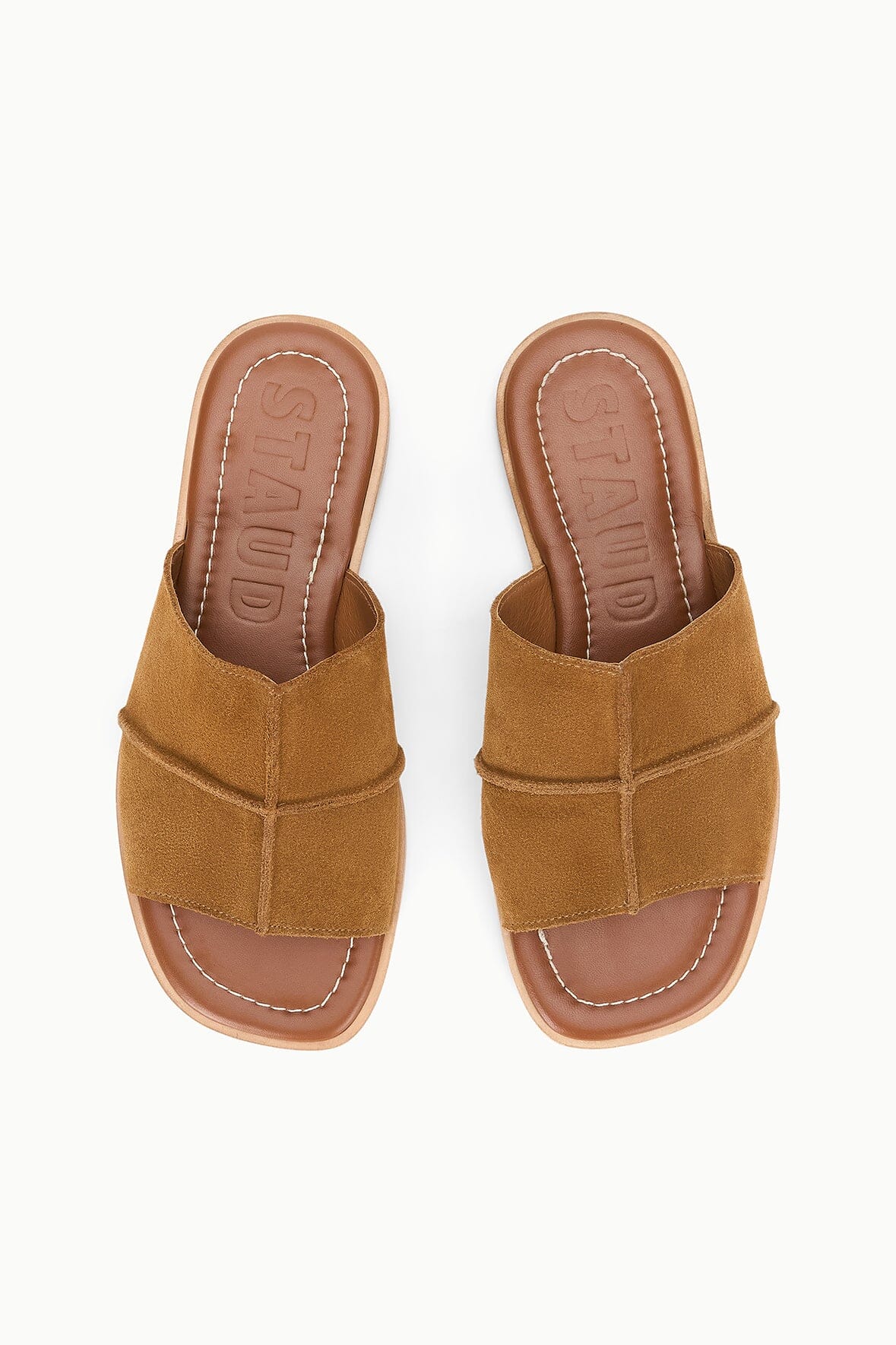 Daniella Tan Leather Slide Sandals with Cushioned Footbed