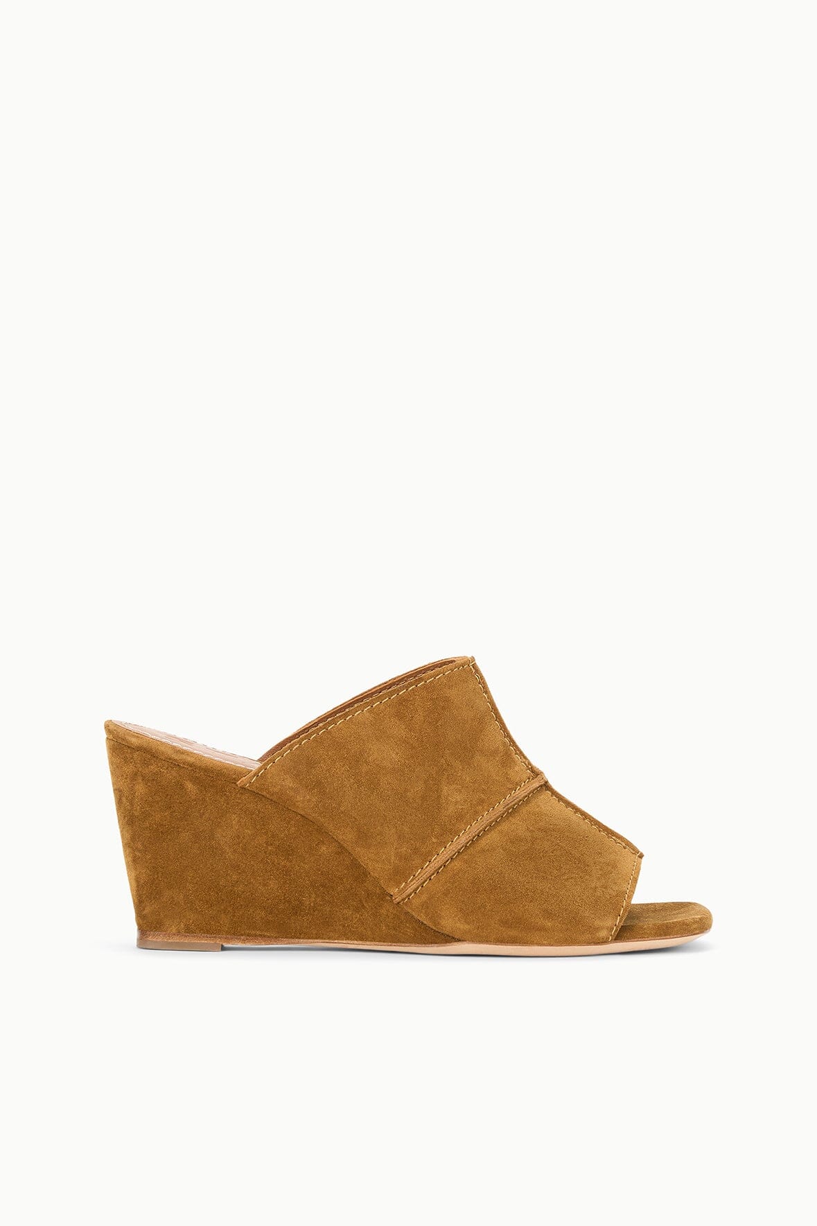 Daniella Tan Suede Wedge Slide Sandals