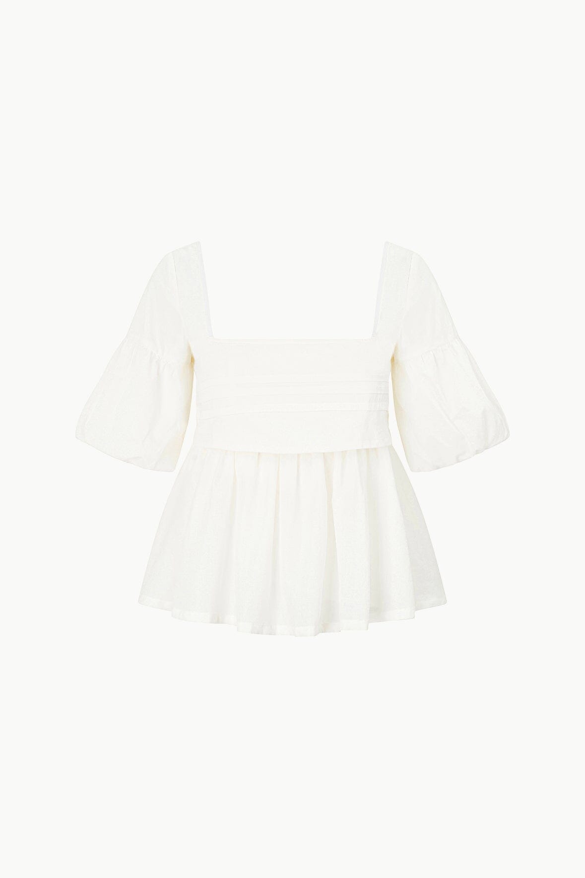 Ivory Cotton Peplum Top with Puff Sleeves – Darla