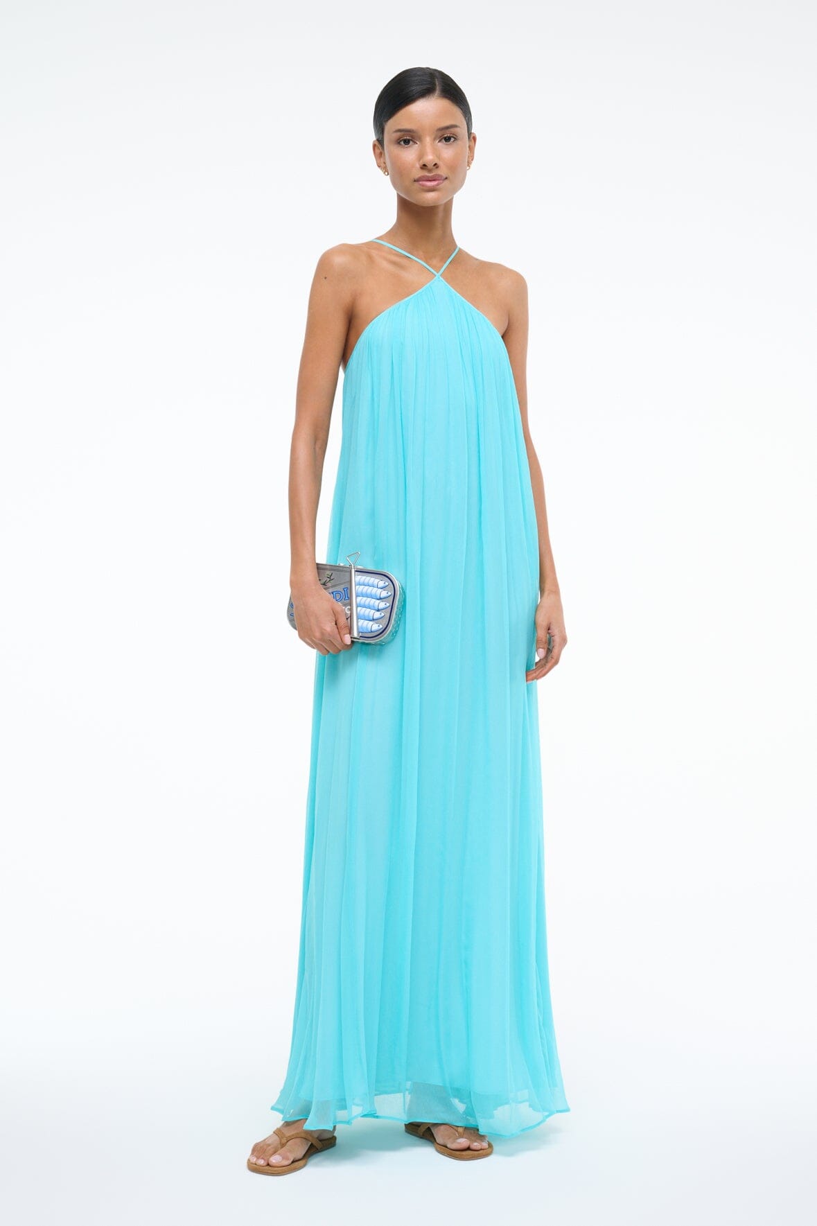 Teal Flowy Halter Maxi Dress – Dasha Dress