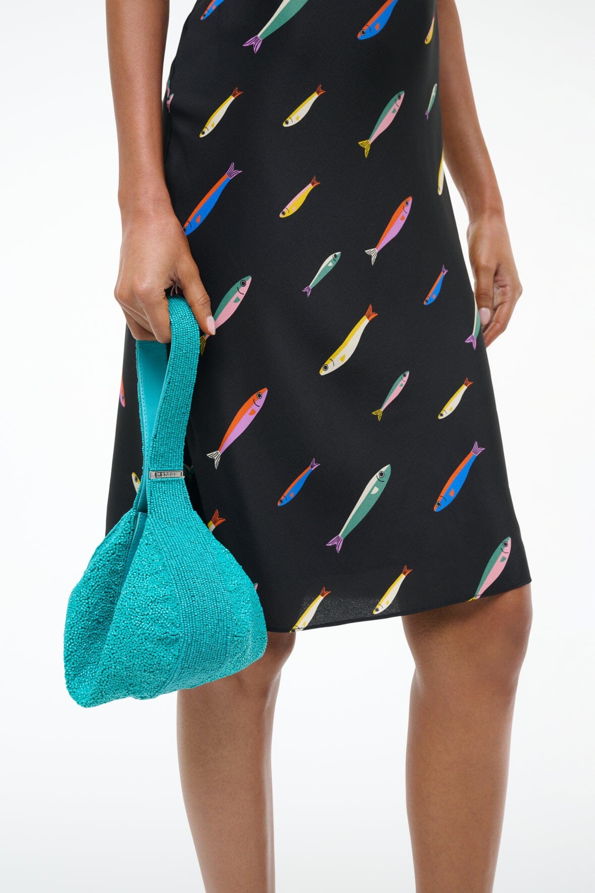 Demy Teal Beaded Convertible Shoulder Bag with Zipper