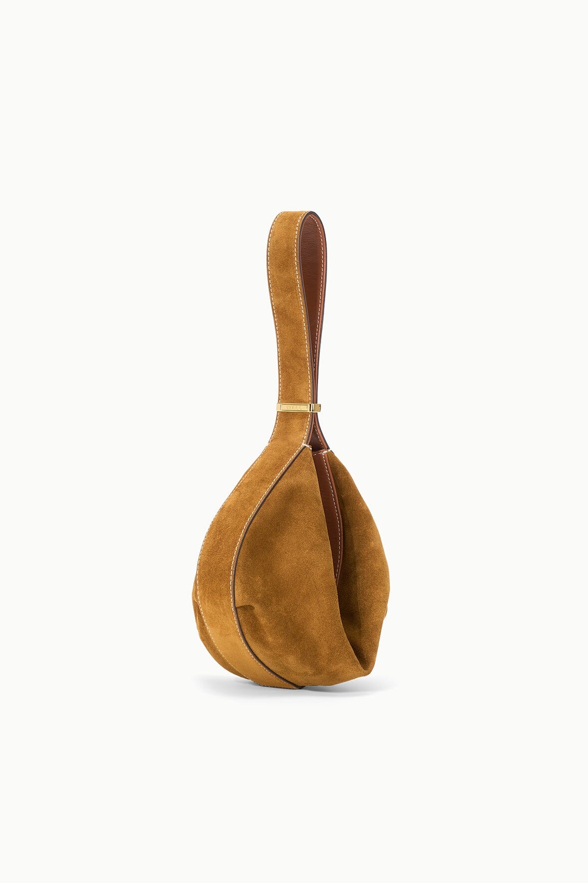 Demy Convertible Suede Shoulder Bag in Tan | Top Zipper & Signature Hardware