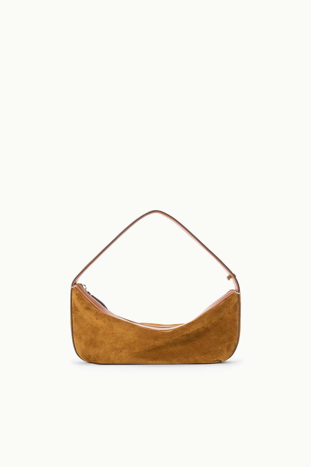 Demy Convertible Suede Shoulder Bag in Tan | Top Zipper & Signature Hardware