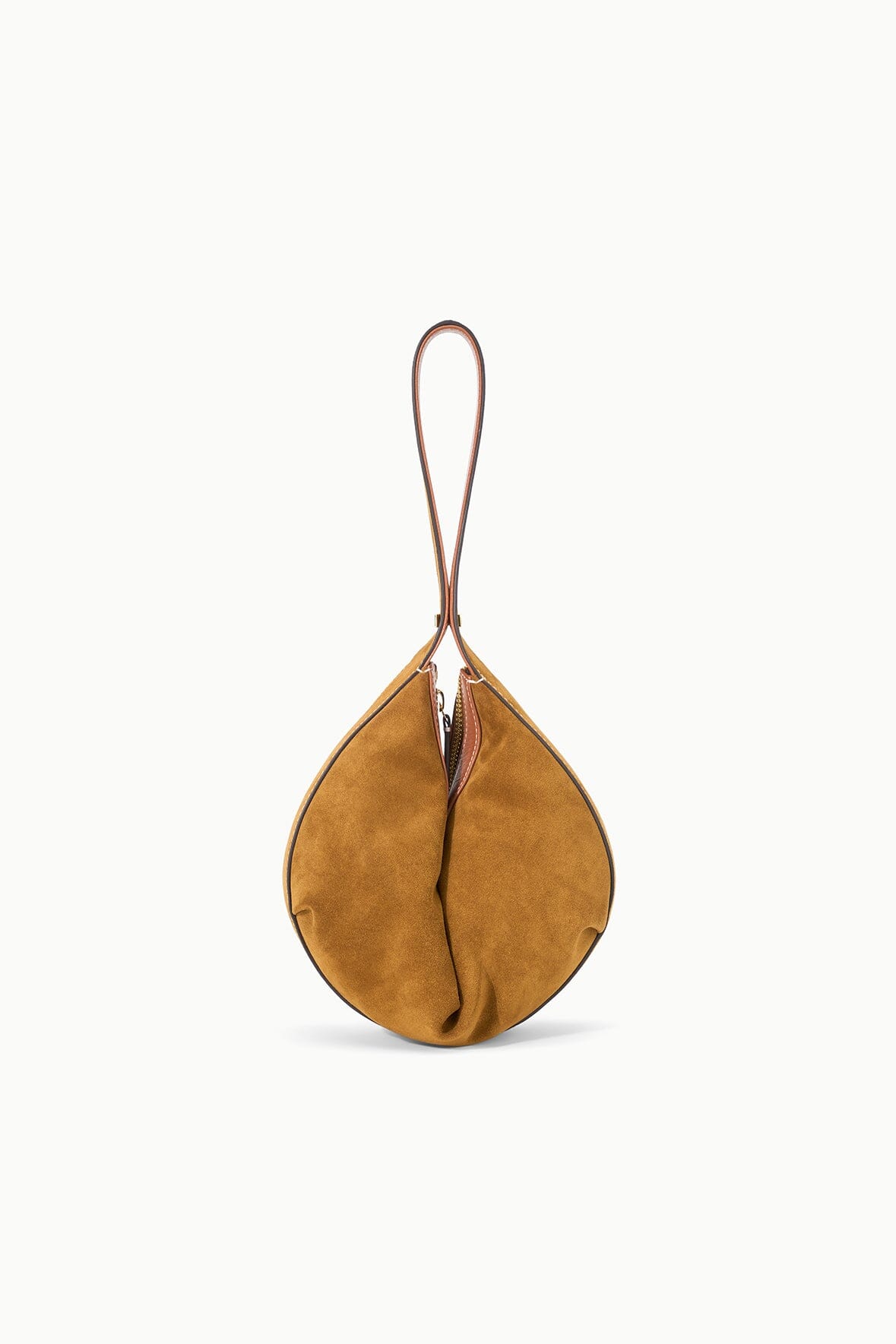 Demy Convertible Suede Shoulder Bag in Tan | Top Zipper & Signature Hardware