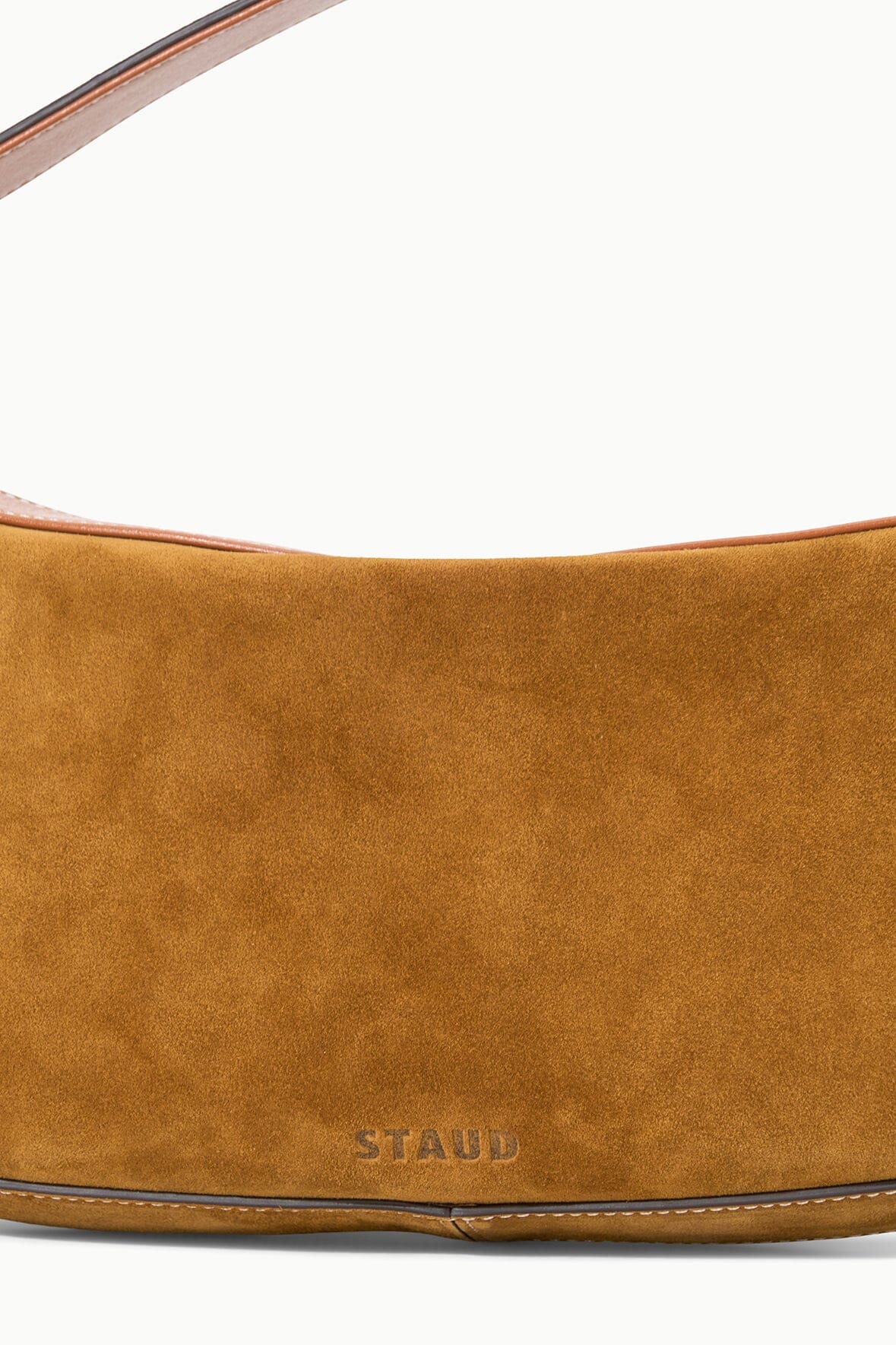 Demy Convertible Suede Shoulder Bag in Tan | Top Zipper & Signature Hardware