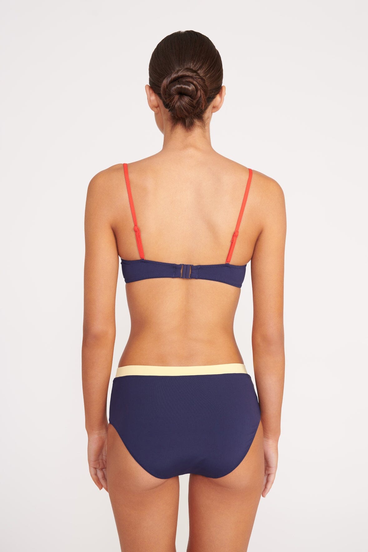 Devon High Waisted Bikini Bottom - Navy Colorblock Swimwear