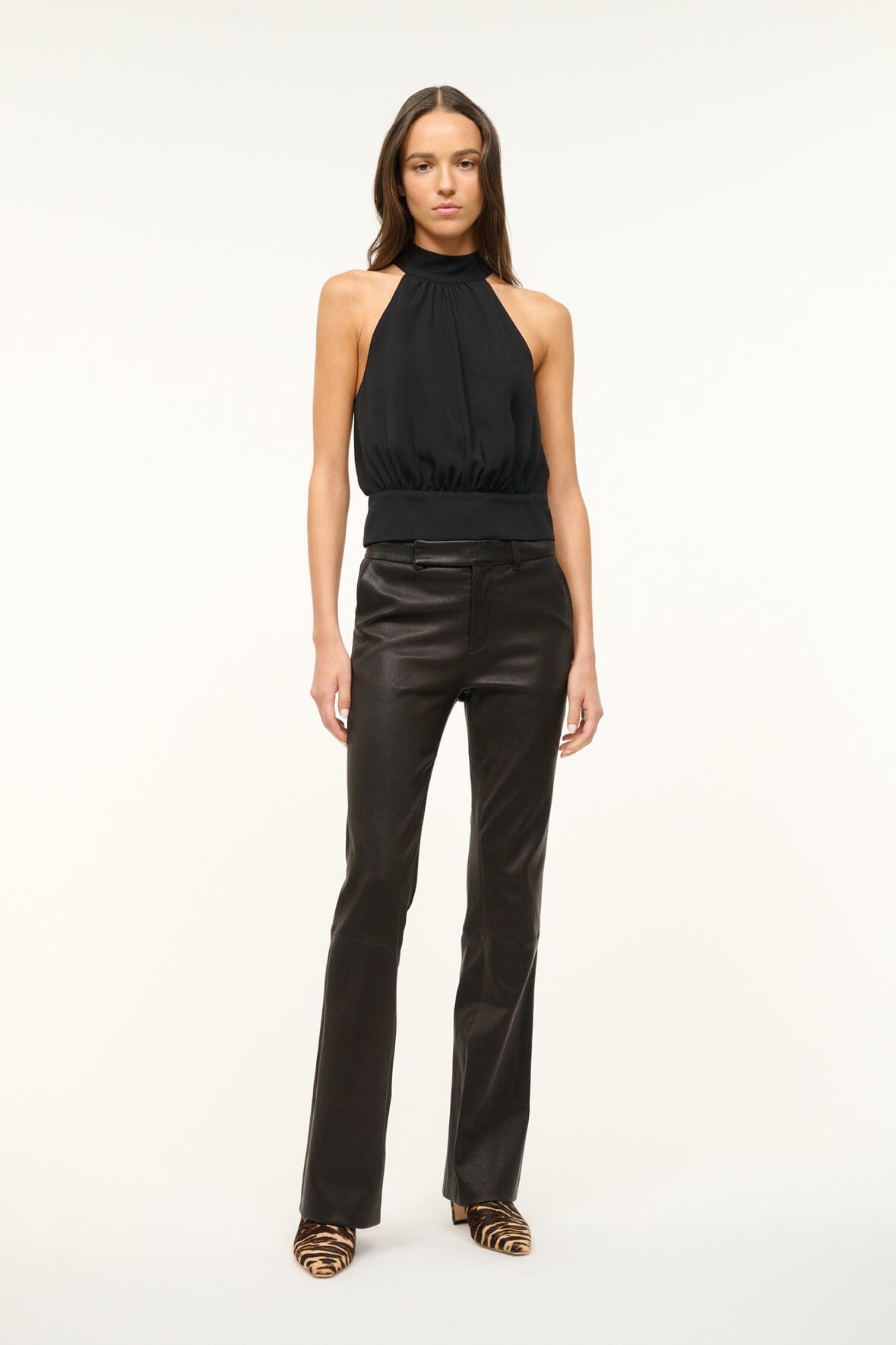 Dewi Black Silk Georgette Halter Top for Date Night