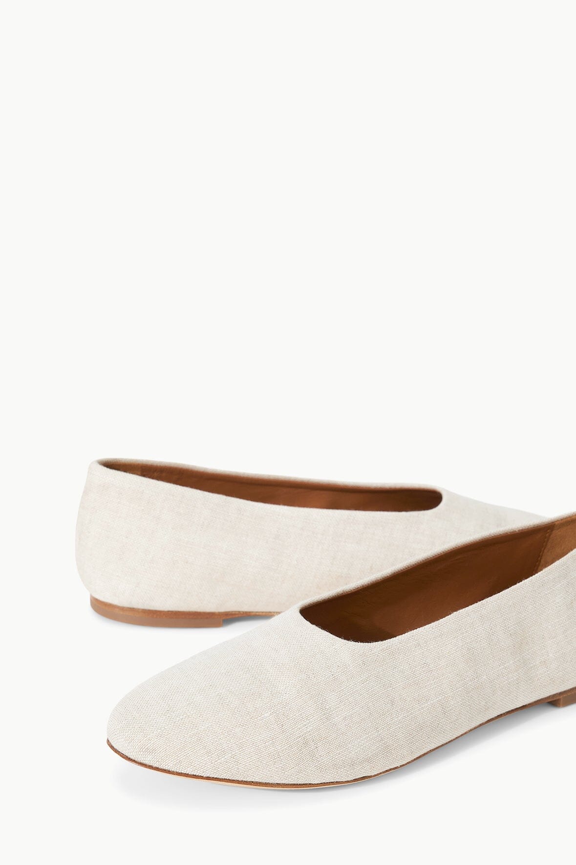 Alba Natural Leather-Lined Cotton Ballet Flats