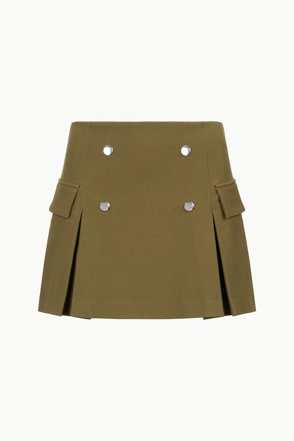 Sergeant Green A-Line Mini Skirt with Pockets & Pleats